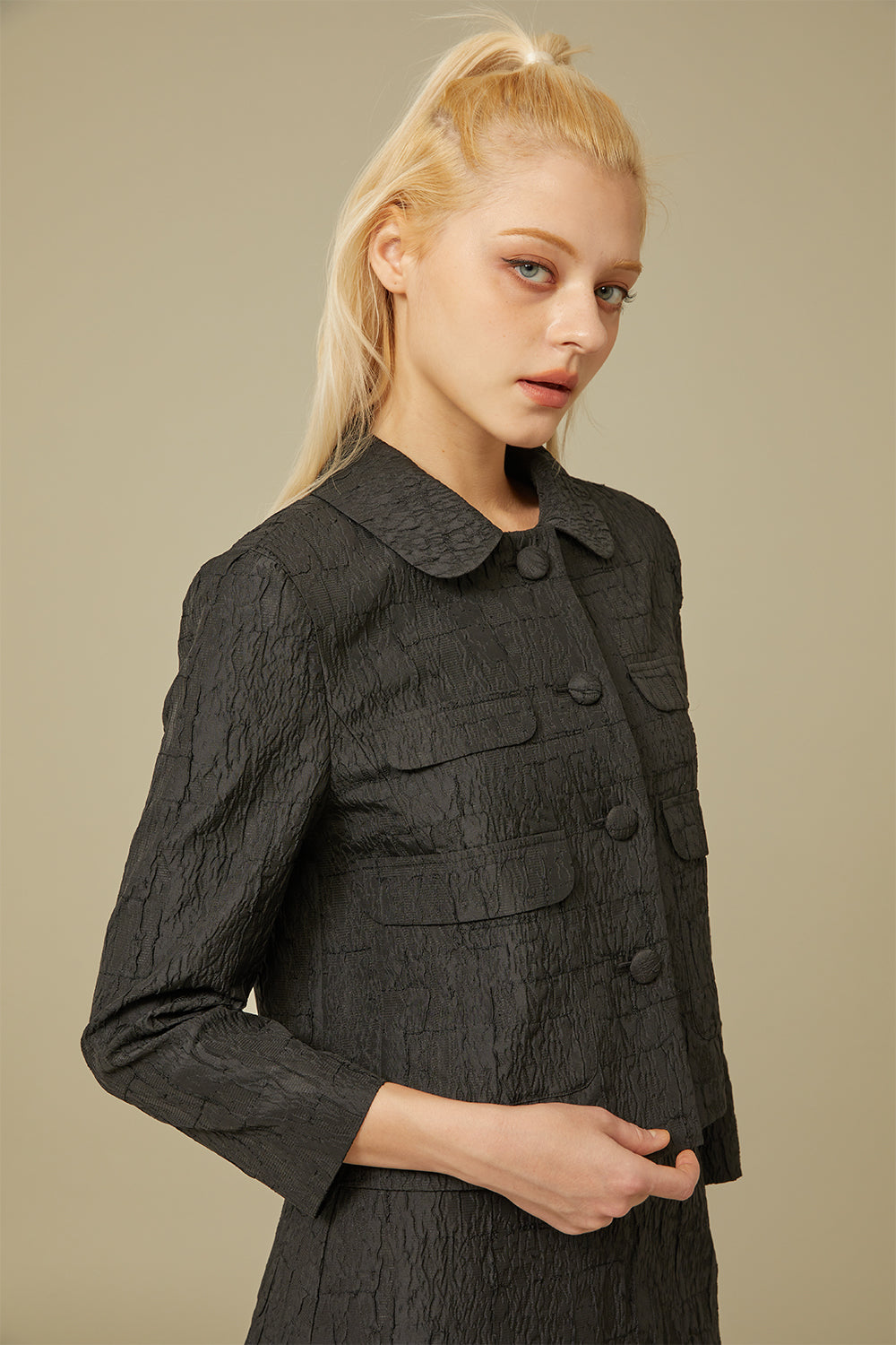 JACQUARD POCKET JACKET_BLACK