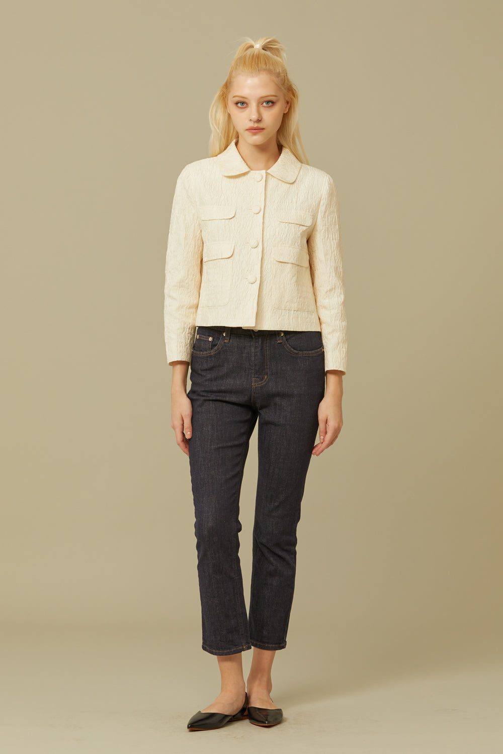 JACQUARD POCKET JACKET_IVORY