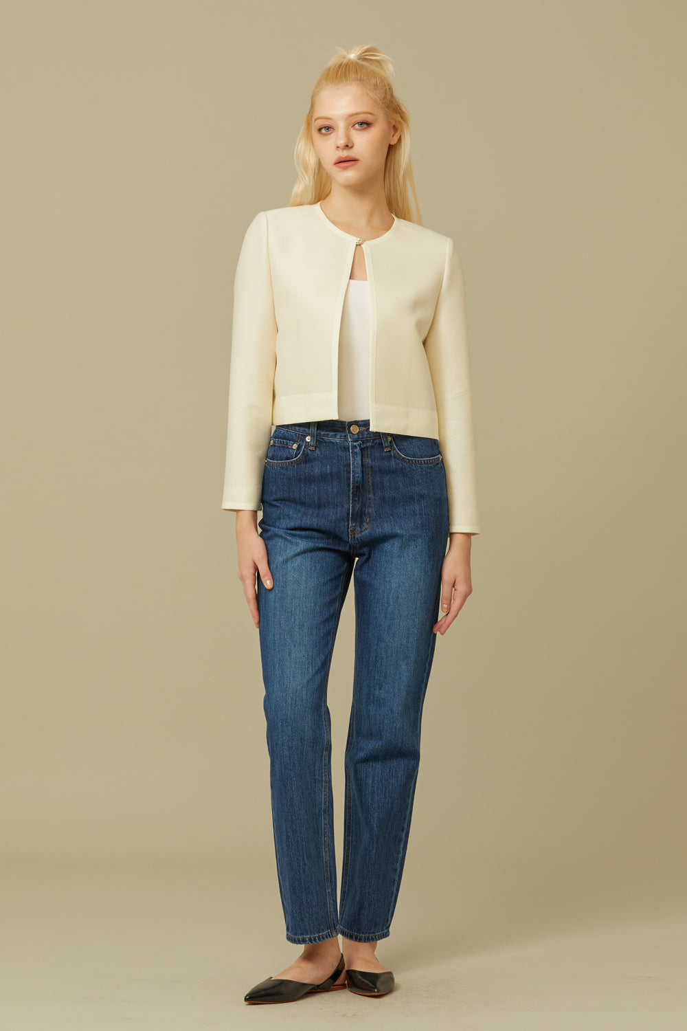 WOOL SILK CROP JACKET_IVORY