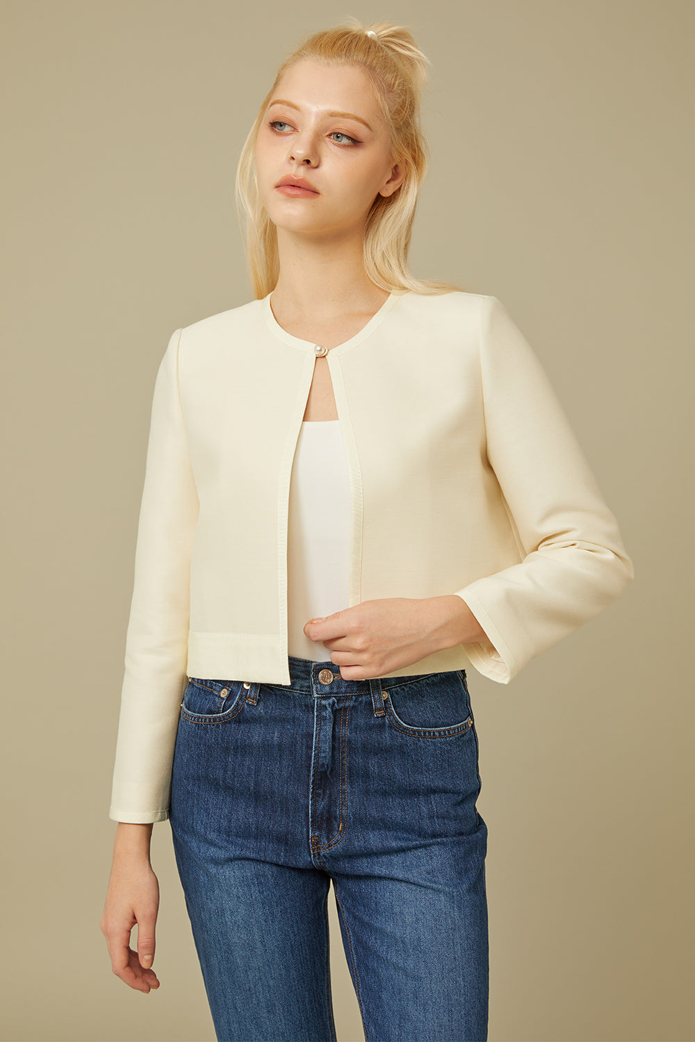 WOOL SILK CROP JACKET_IVORY