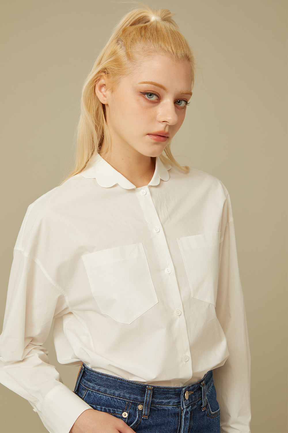 SCALLOP COLLAR SHIRT_WHITE