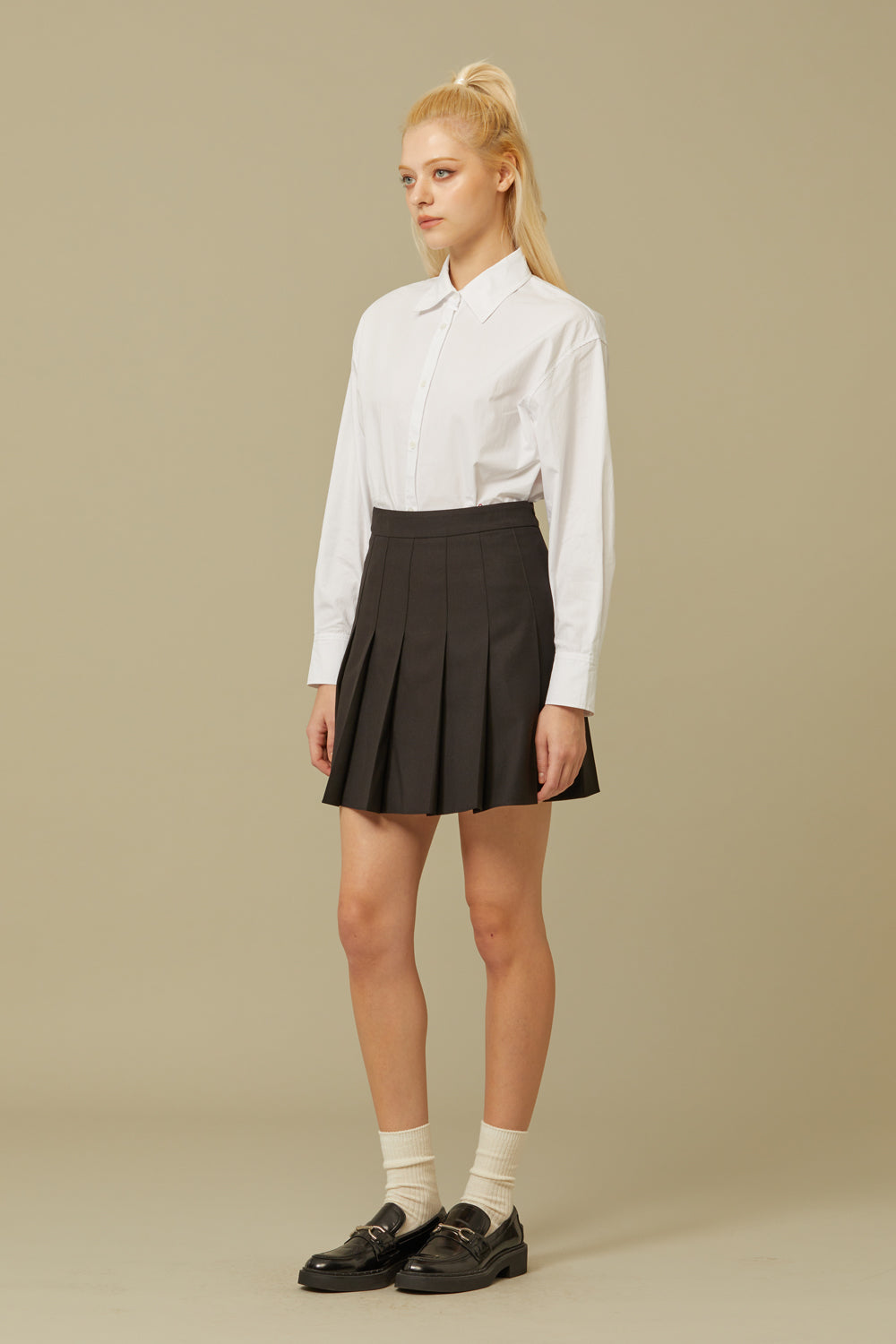 PLEATS MINI SKIRT_BLACK