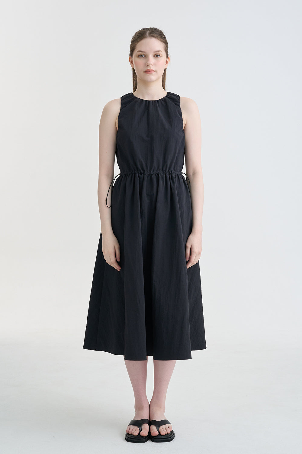 LESAVOIR, ROBE MIDI À CORDON_NOIR