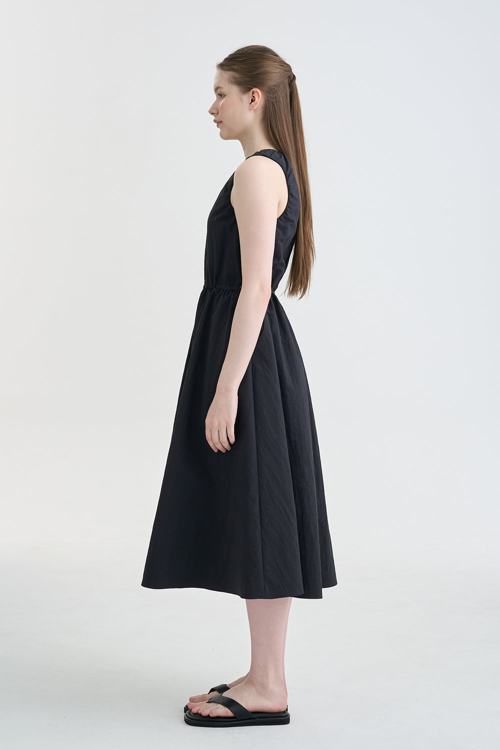 LESAVOIR, ROBE MIDI À CORDON_NOIR