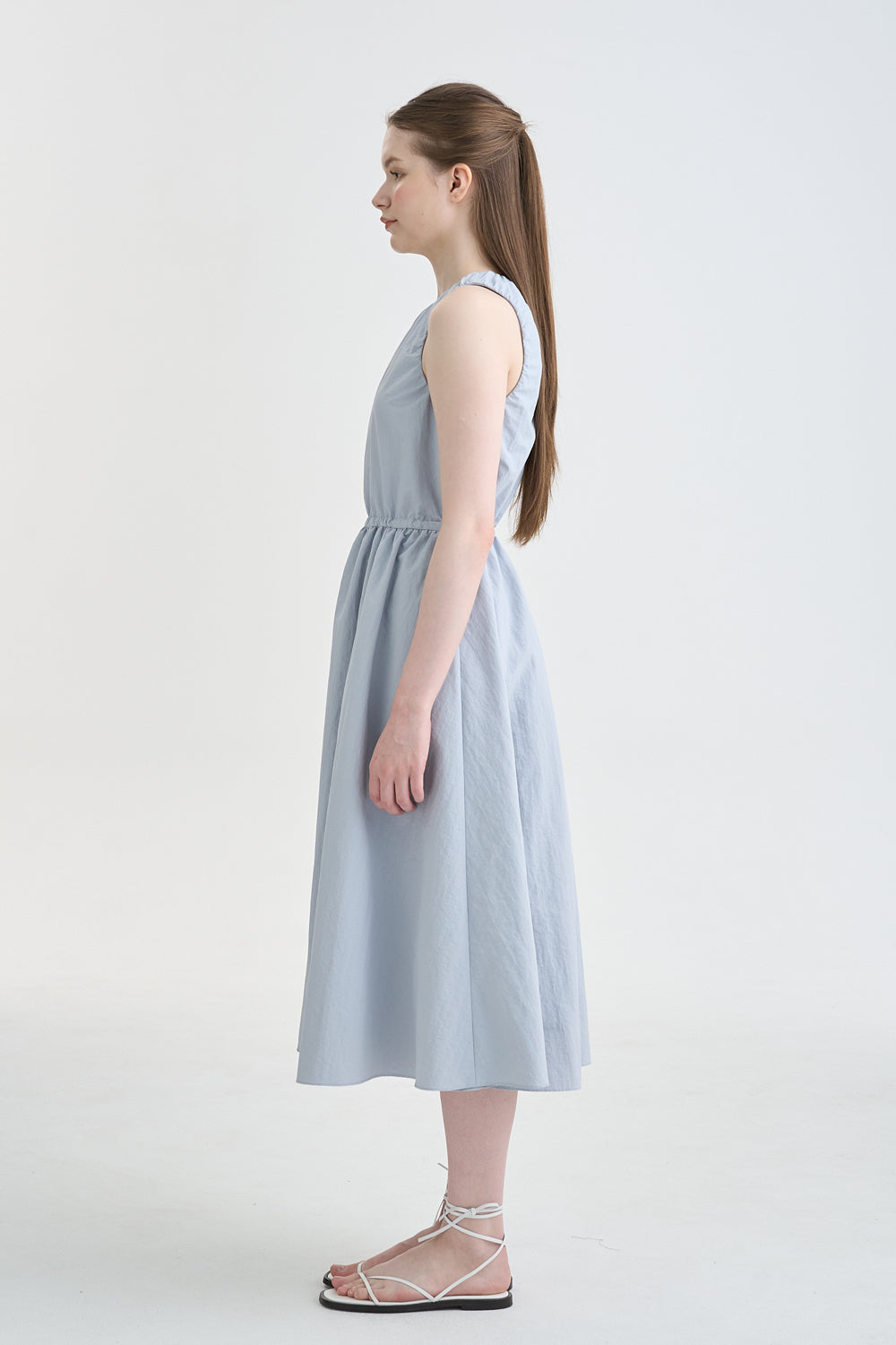 LESAVOIR, ROBE MIDI À CORDON_GRIS