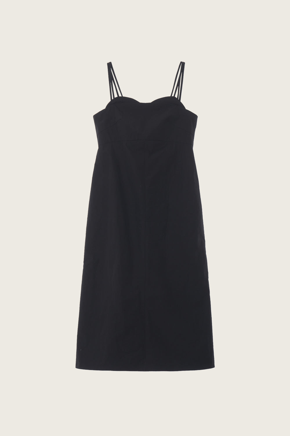 LESAVOIR, ROBE MIDI À COL EN FORME DE COEUR_NOIR