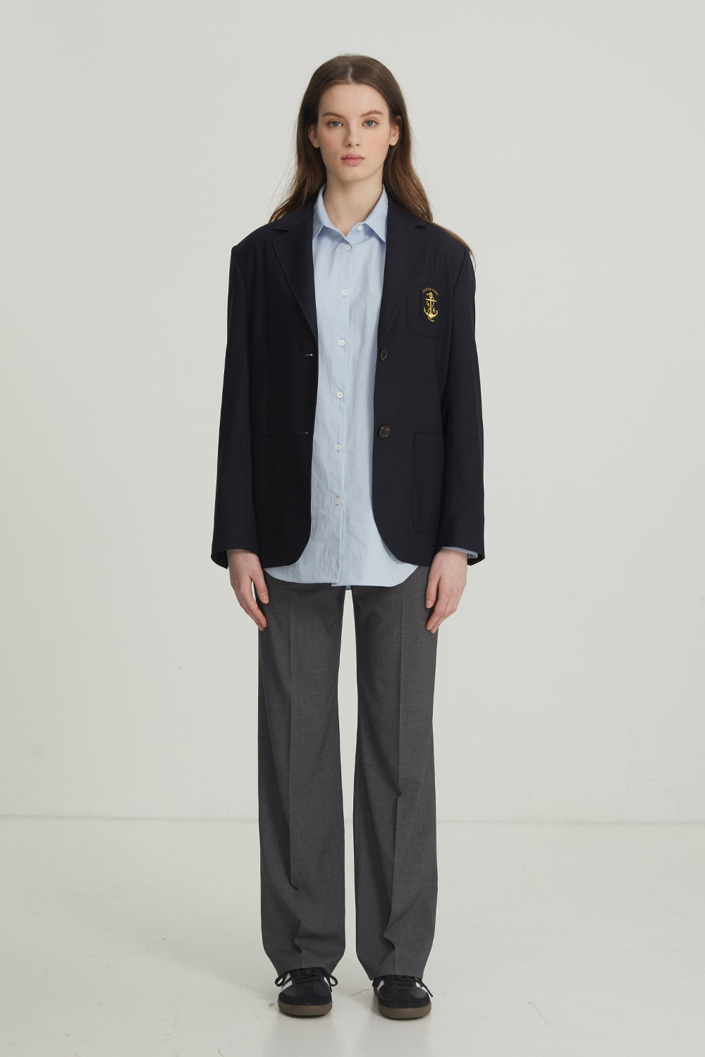 LESAVOIR, VESTE PREPPY OVERSIZE_BLEU MARINE