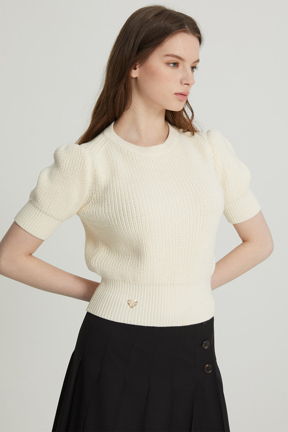 COTTON PUFF SLEEVE KNIT_IVORY