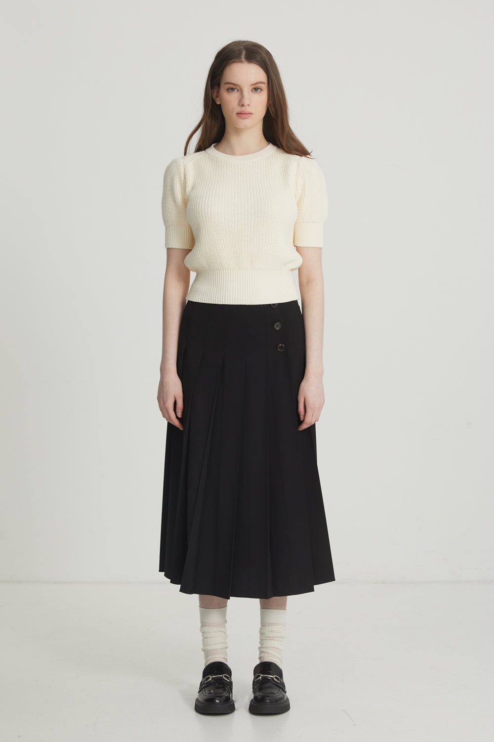 PLEATS MIDI SKIRT_BLACK