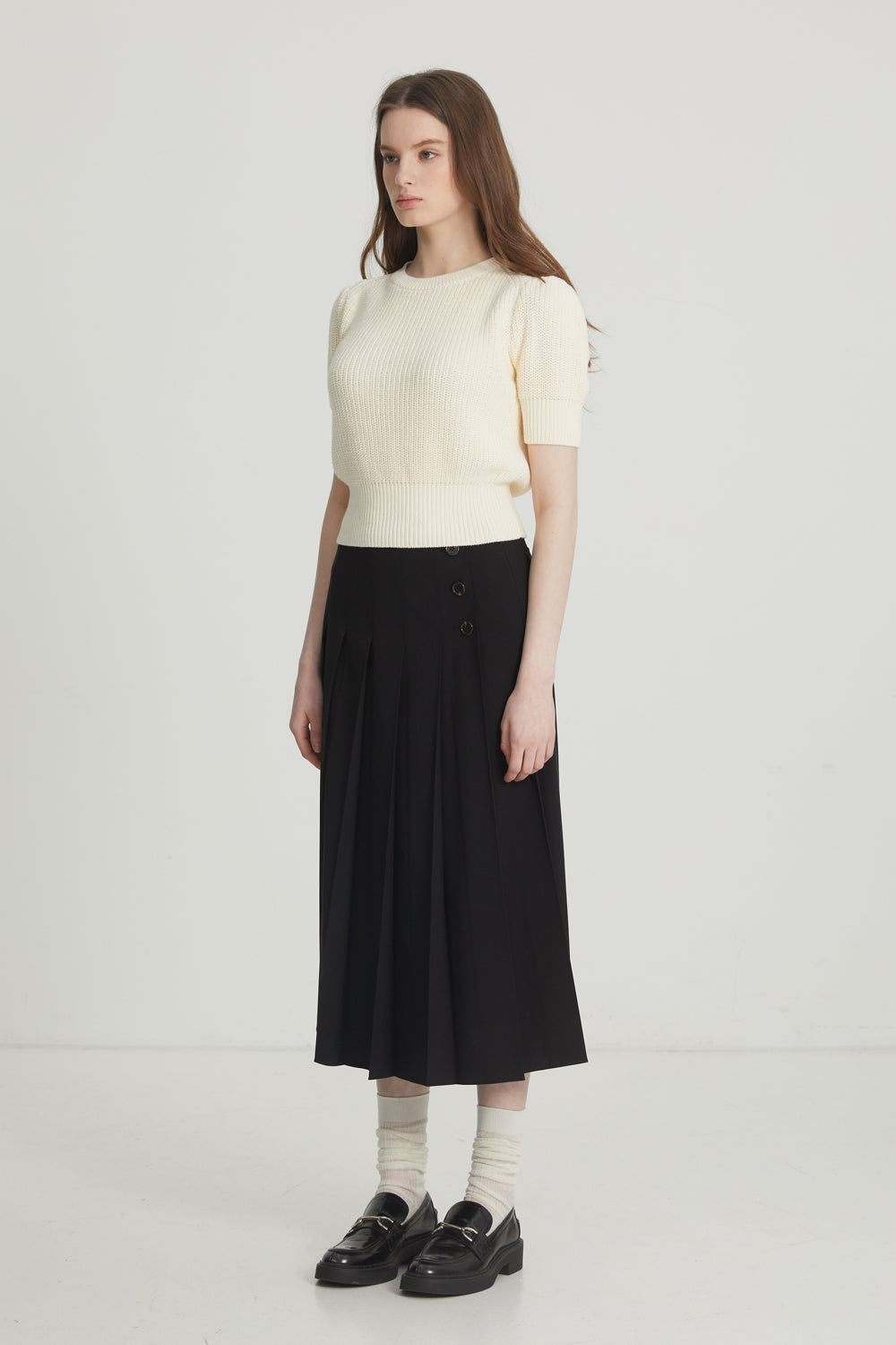 PLEATS MIDI SKIRT_BLACK