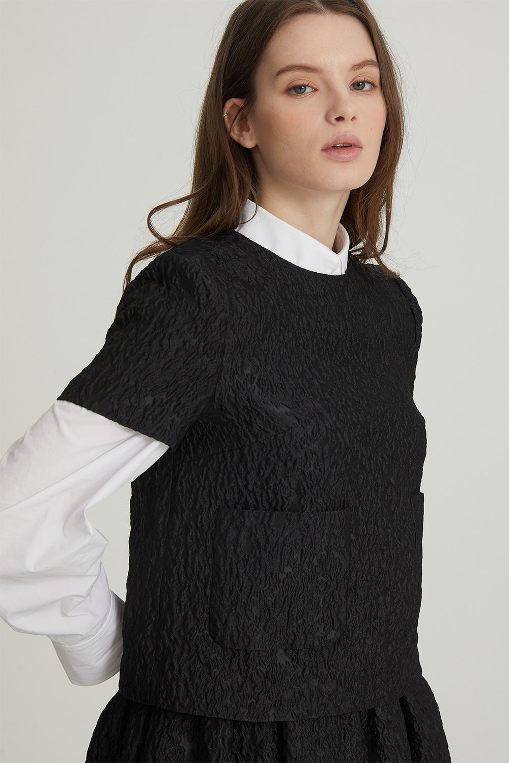 JACQUARD POCKET TOP_BLACK