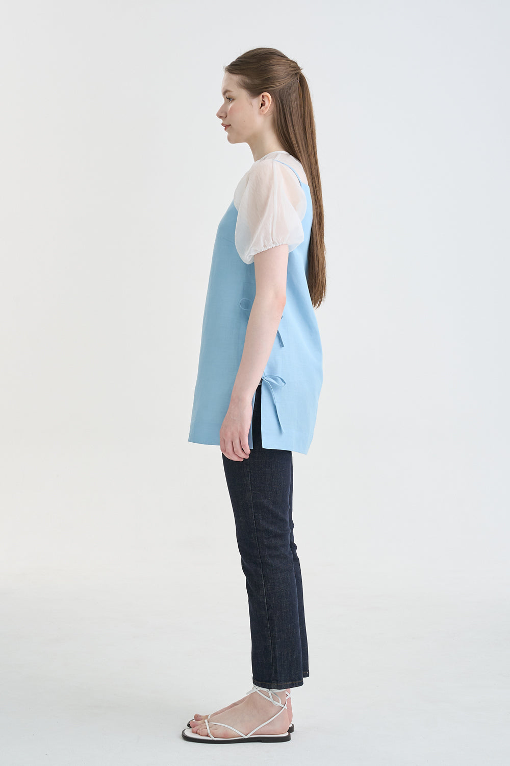 LINEN RIBBON TOP_BLUE