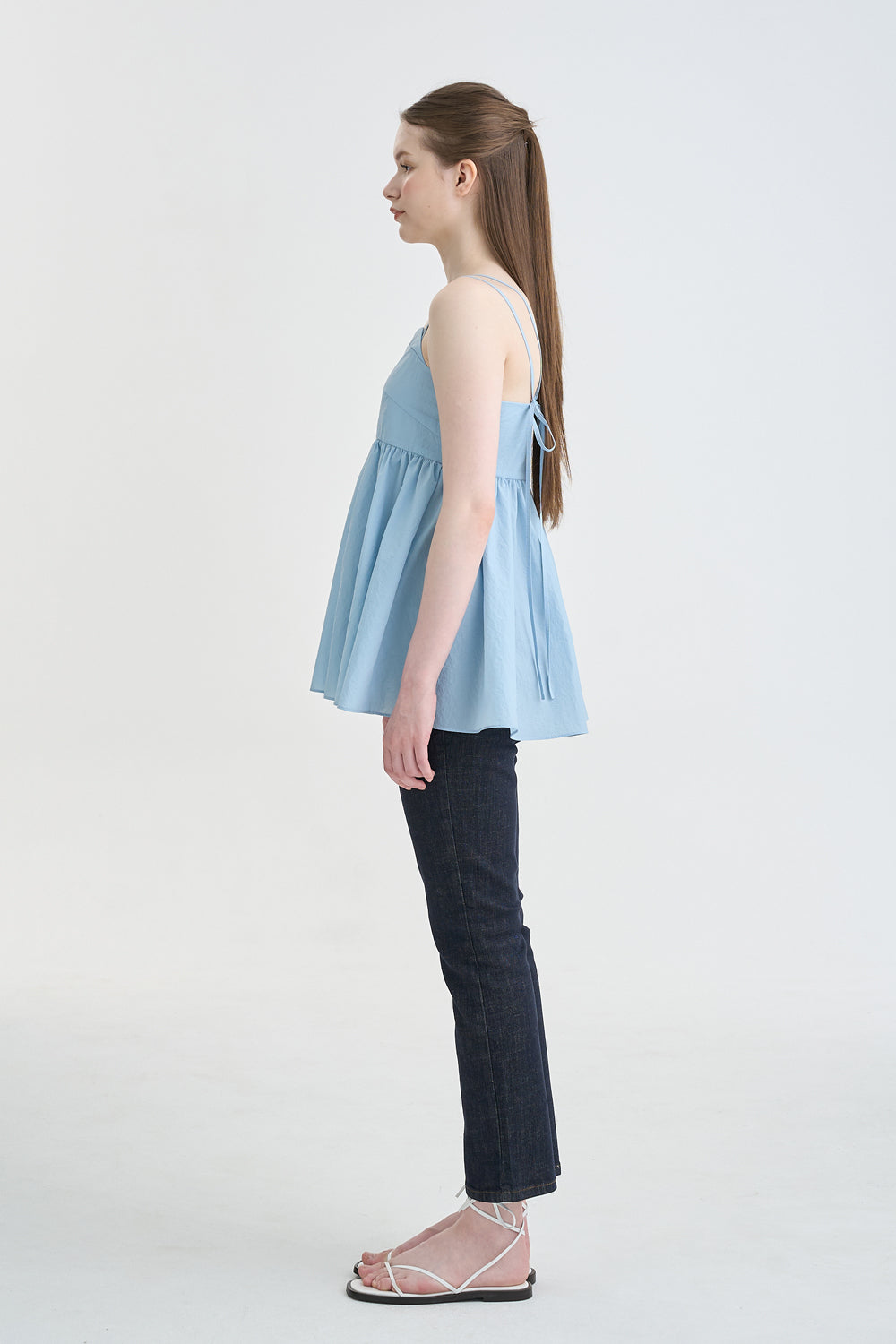 LESAVOIR, TOP PEPLUM À BIDES EN FORME DE CŒUR_BLEU