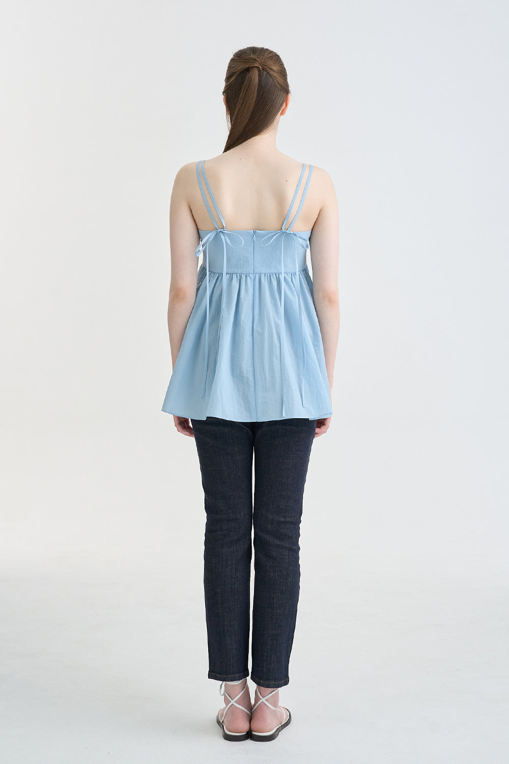 LESAVOIR, TOP PEPLUM À BIDES EN FORME DE CŒUR_BLEU