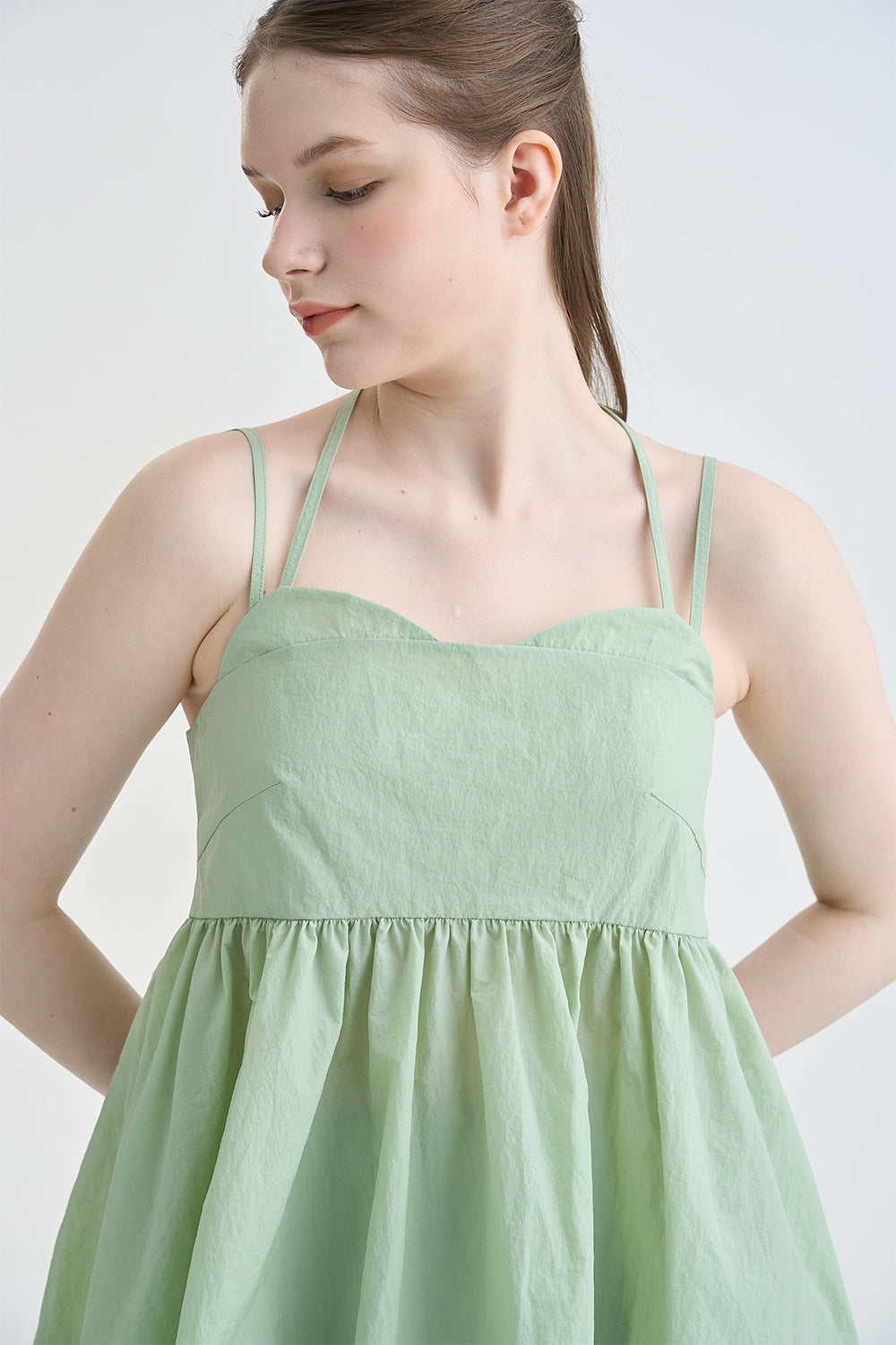 HEART STRAP PEPLUM TOP_MINT