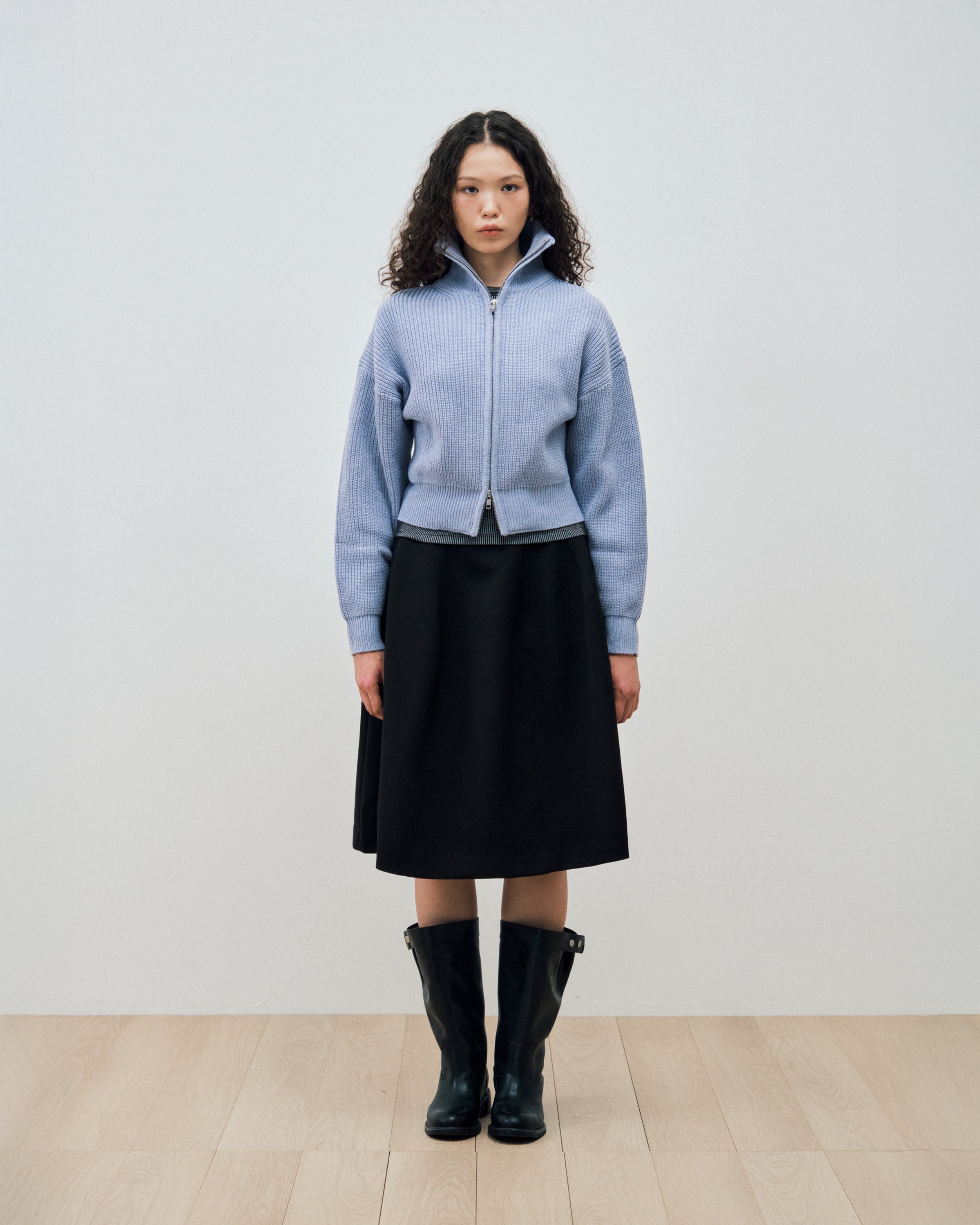 TWO WAY KNIT ZIP-UP CARDIGAN_LAVENDER