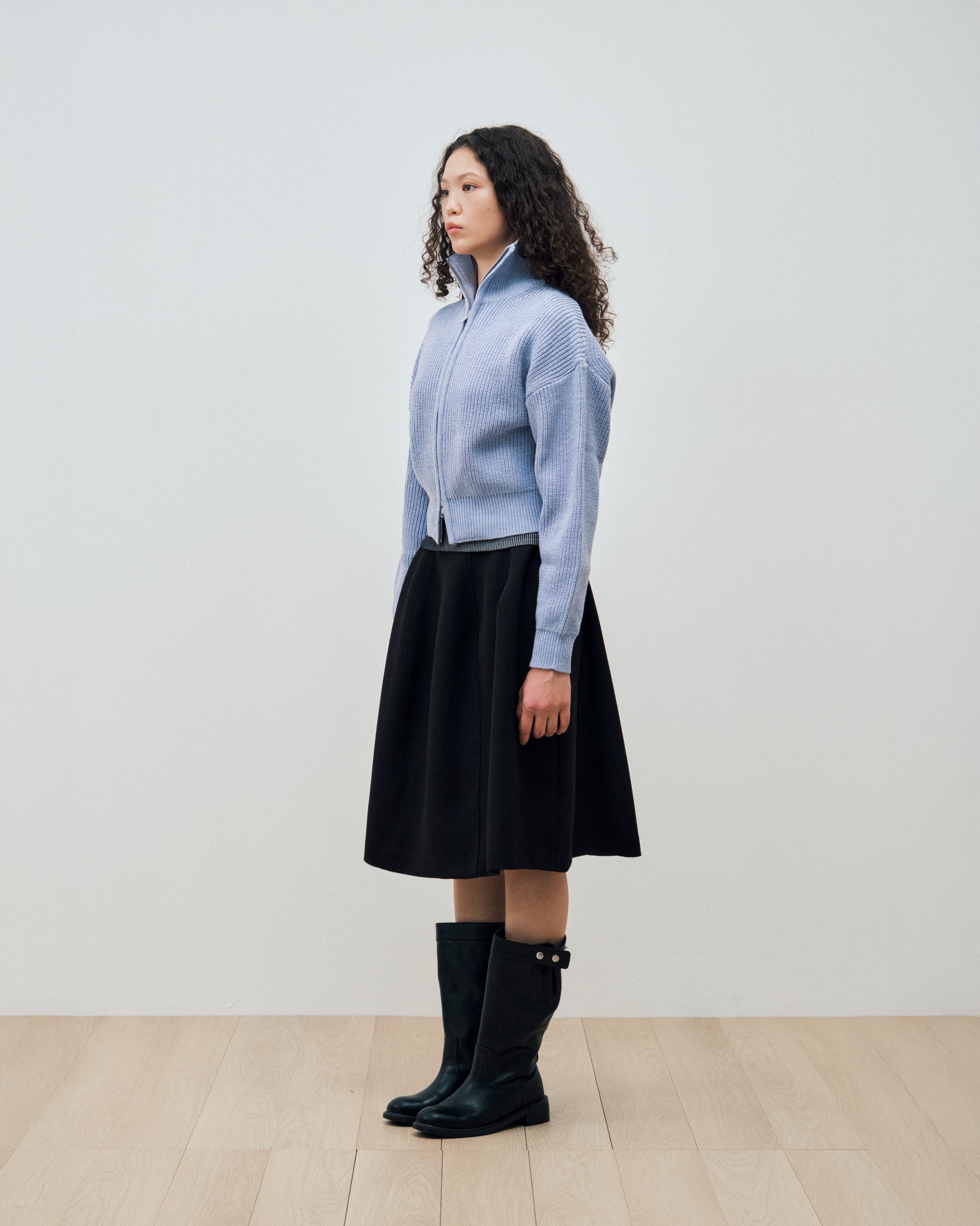 TWO WAY KNIT ZIP-UP CARDIGAN_LAVENDER