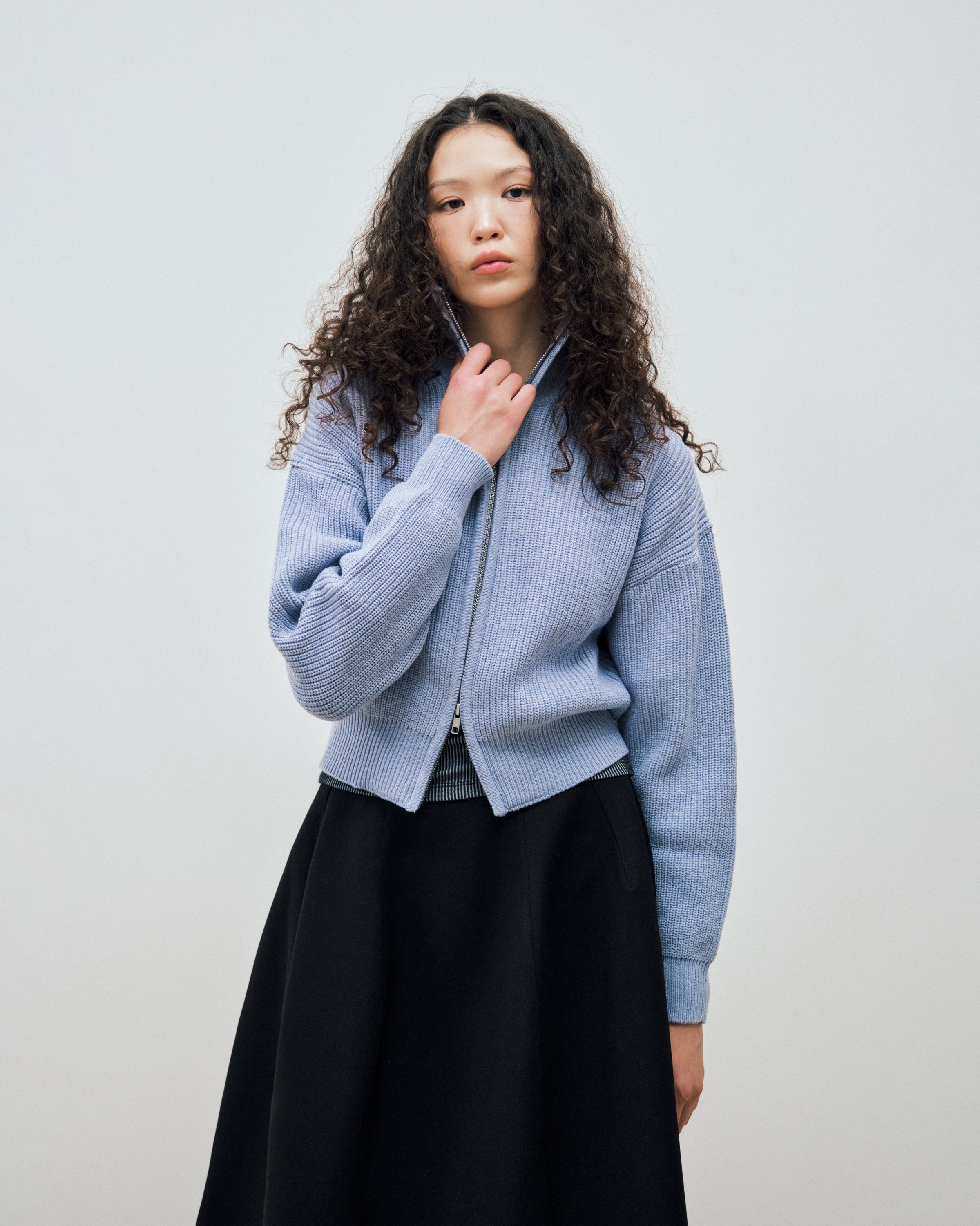 GILET EN MAILLE À DOUBLE ZIP_LAVANDE