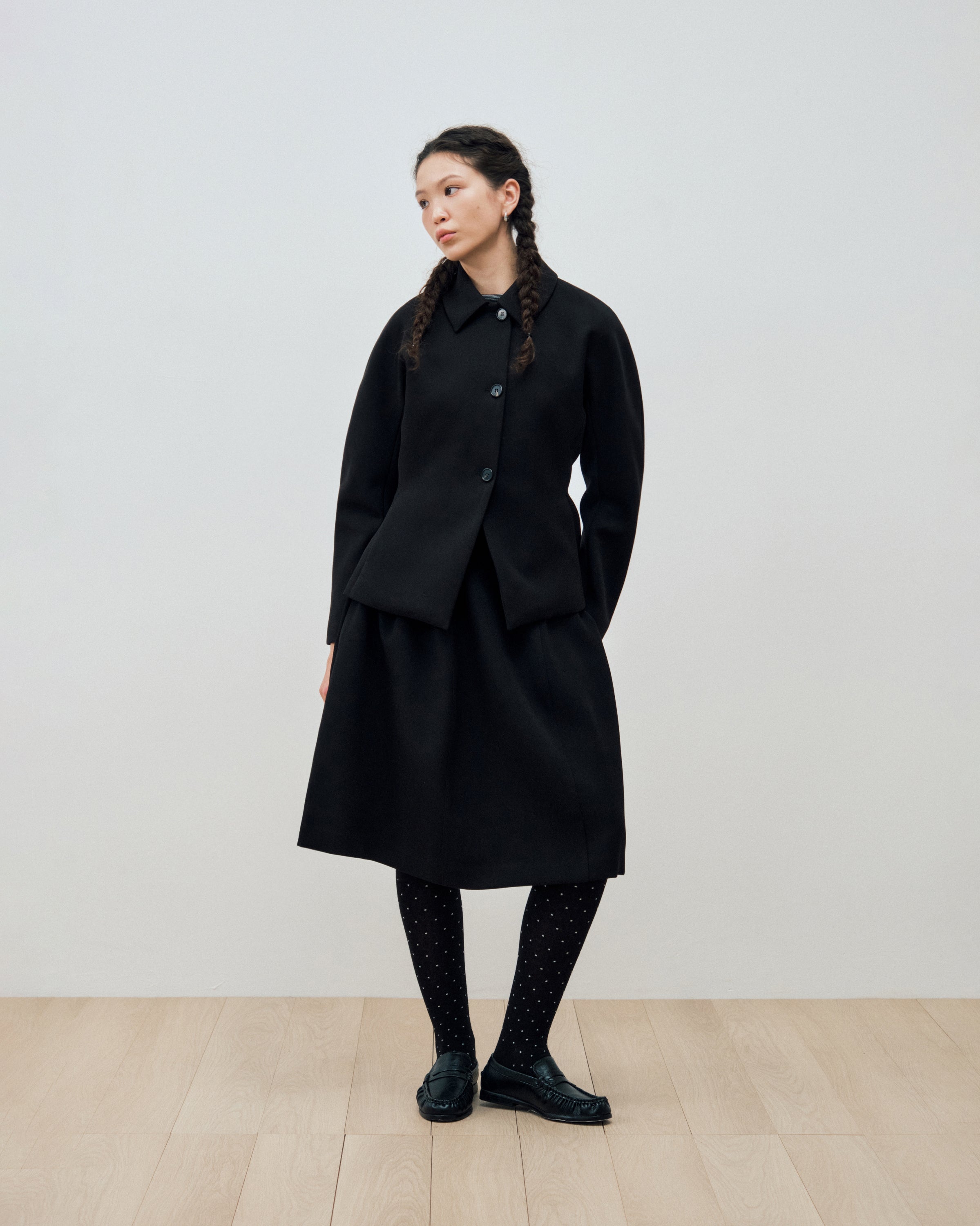 BLACK UNEVEN MIDI SKIRT_BLACK