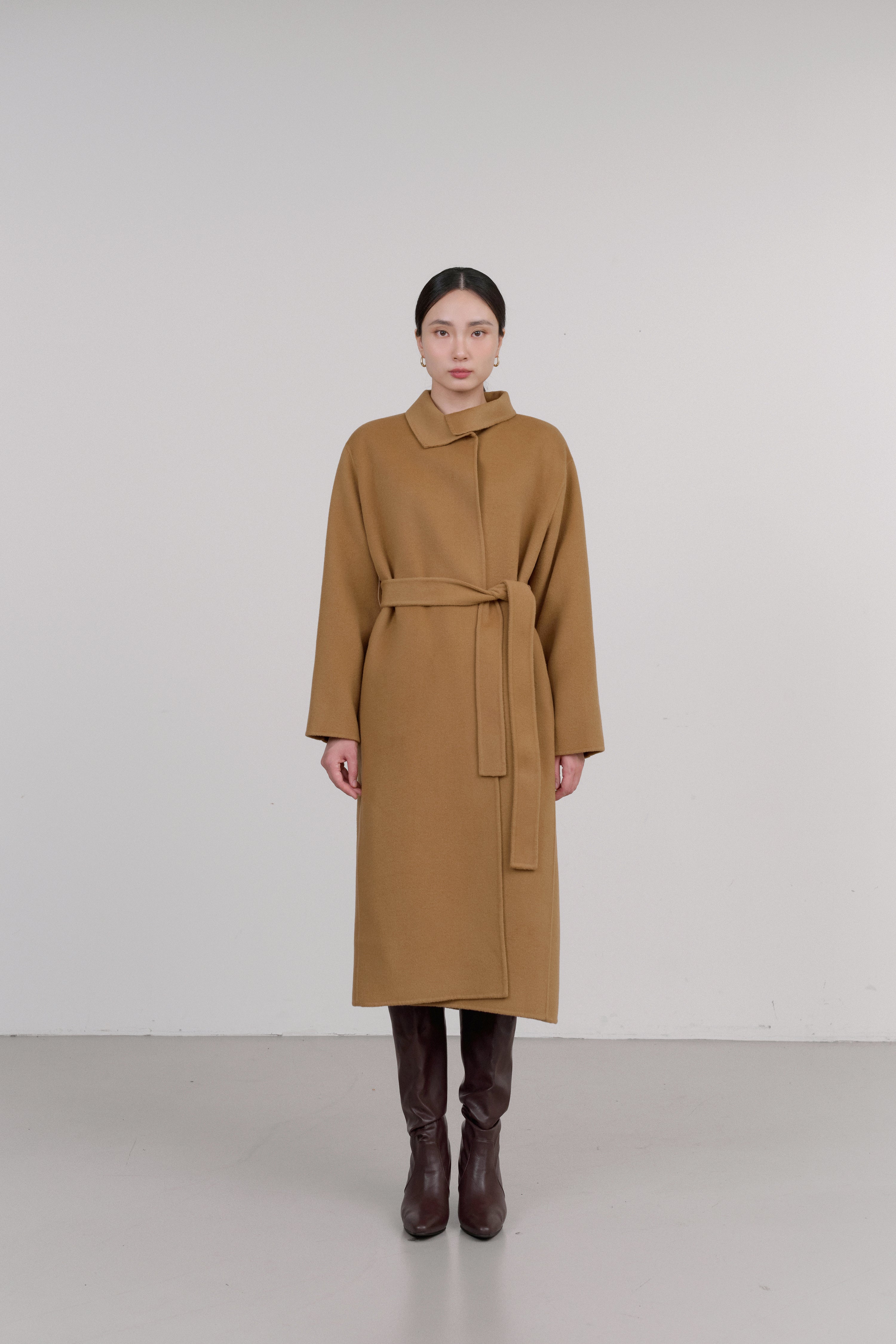 UNBAL COLLAR HANDMADE CASHMERE COAT_CAMEL