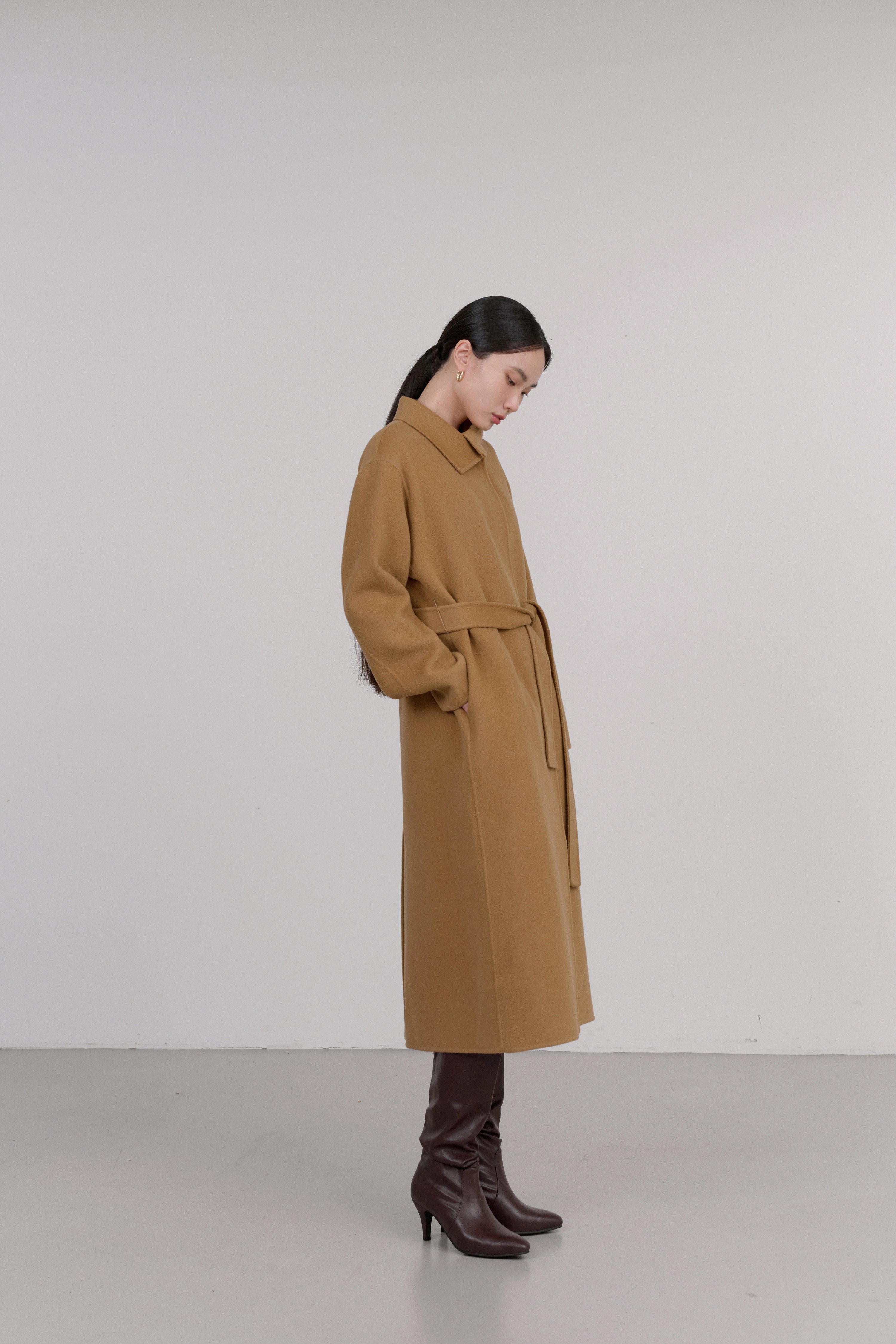 UNBAL COLLAR HANDMADE CASHMERE COAT_CAMEL