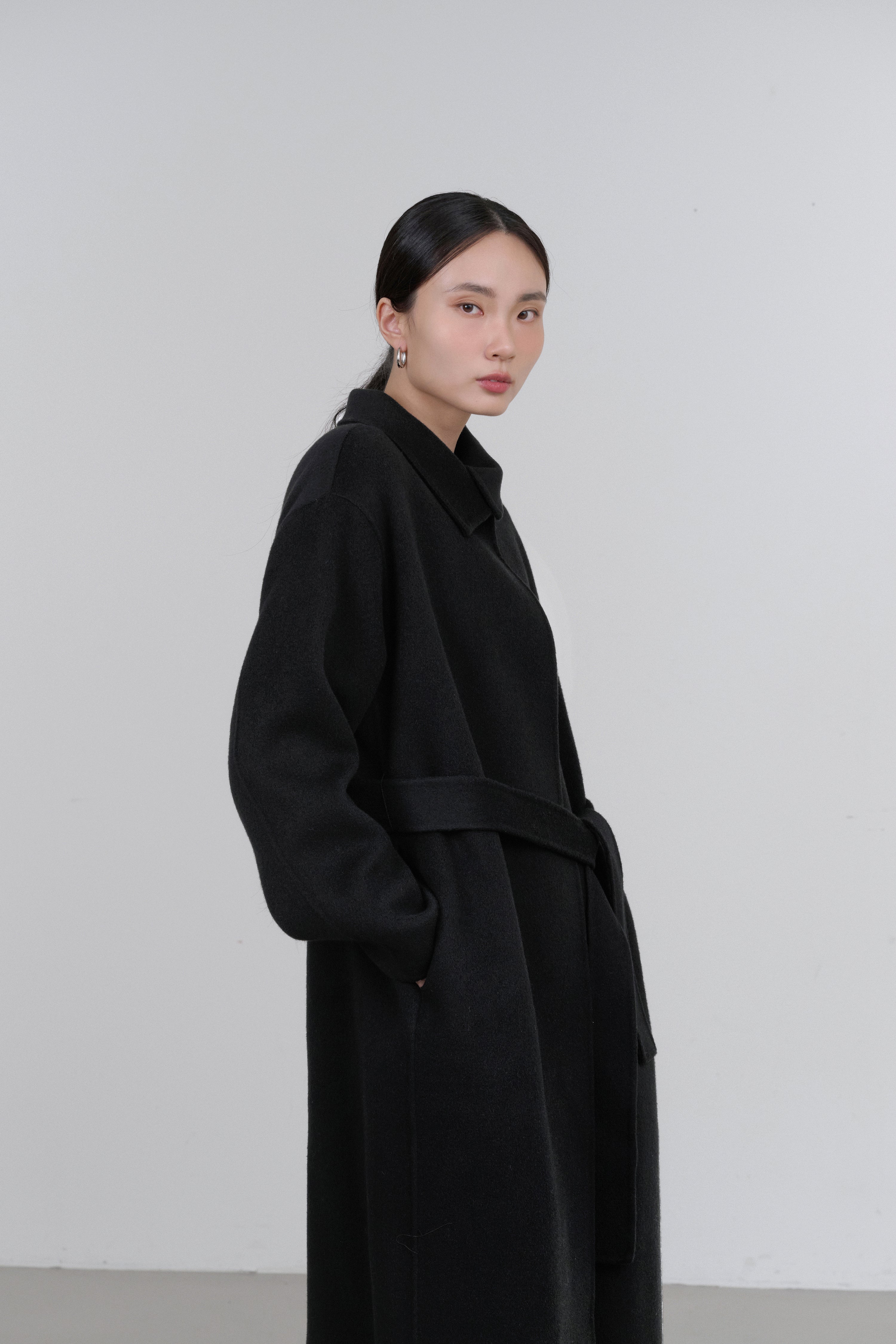 UNBAL COLLAR HANDMADE CASHMERE COAT_BLACK