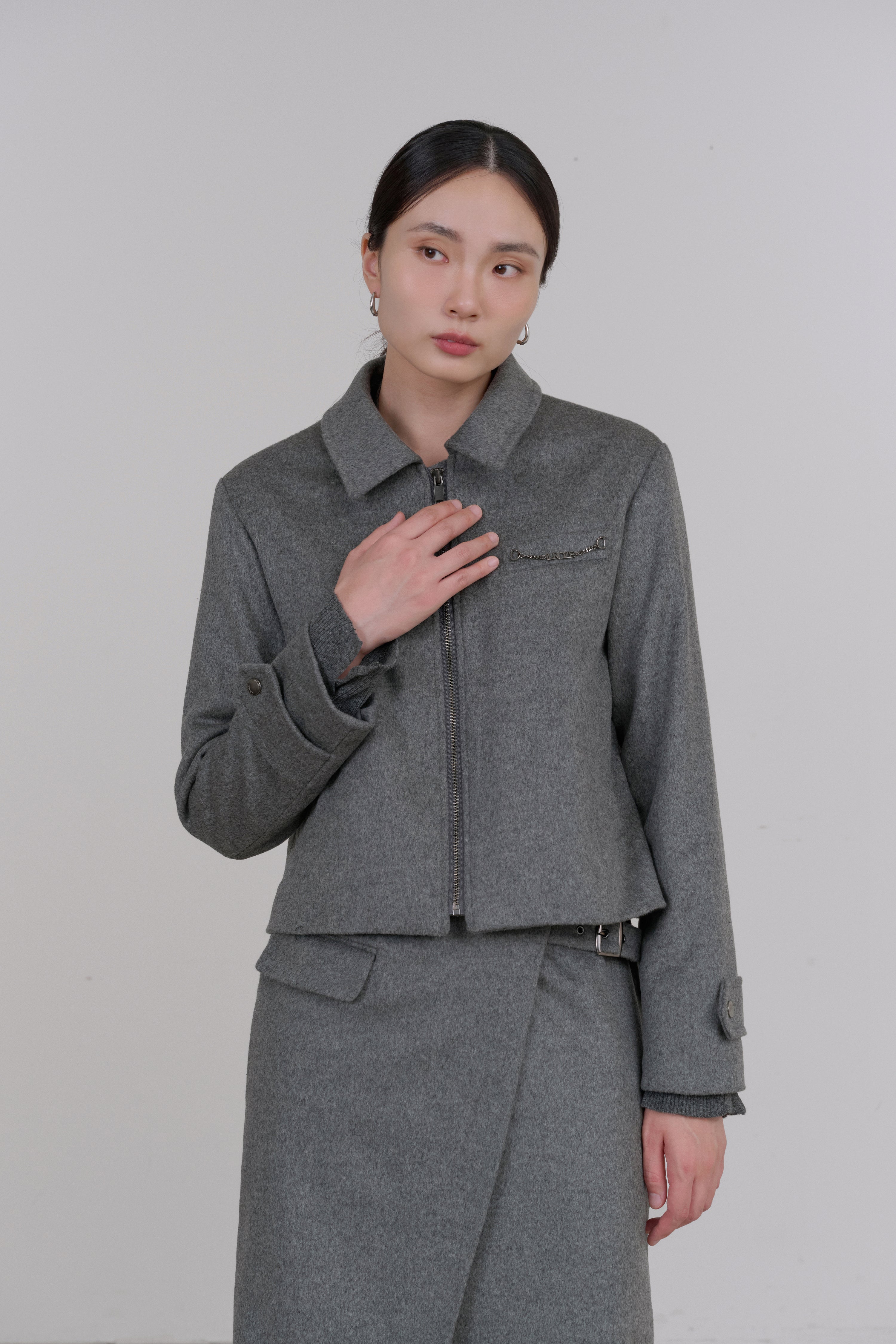 CHAIN WOOL JACKET_GREY