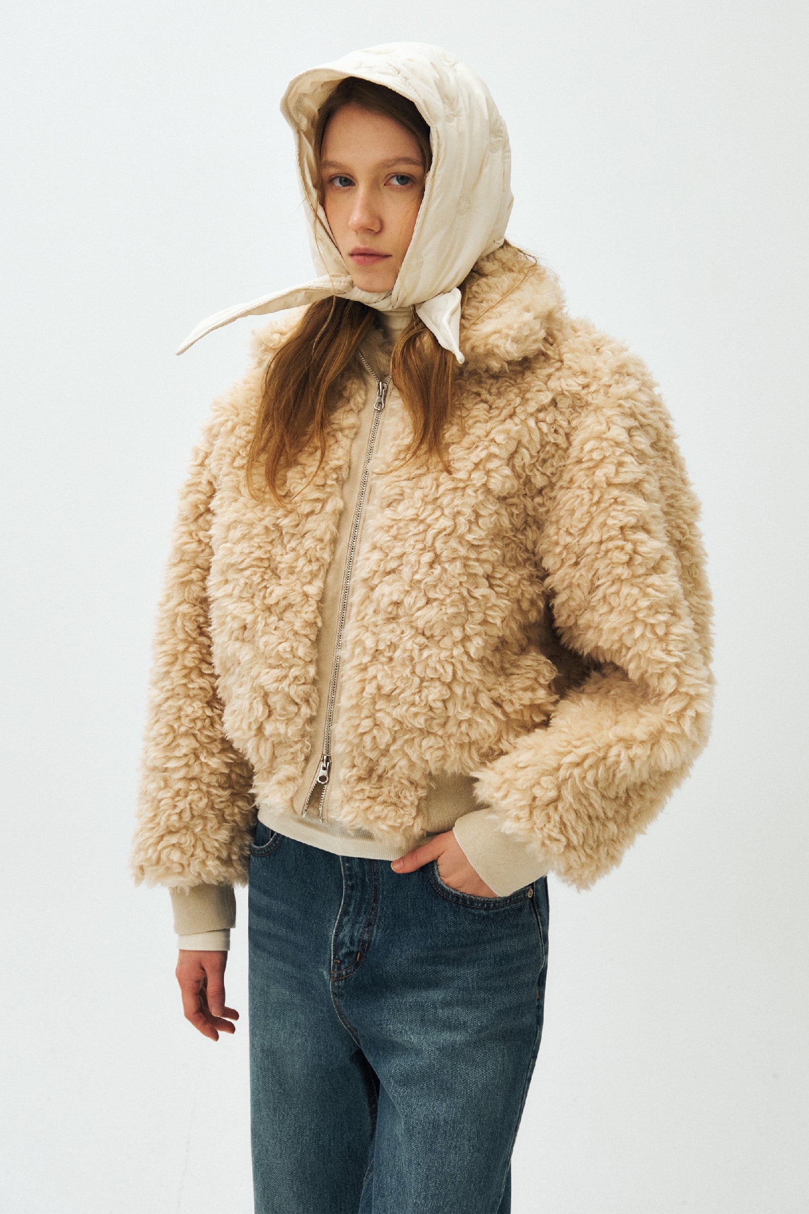 PADDED DOT HEADSCARF_BUTTER