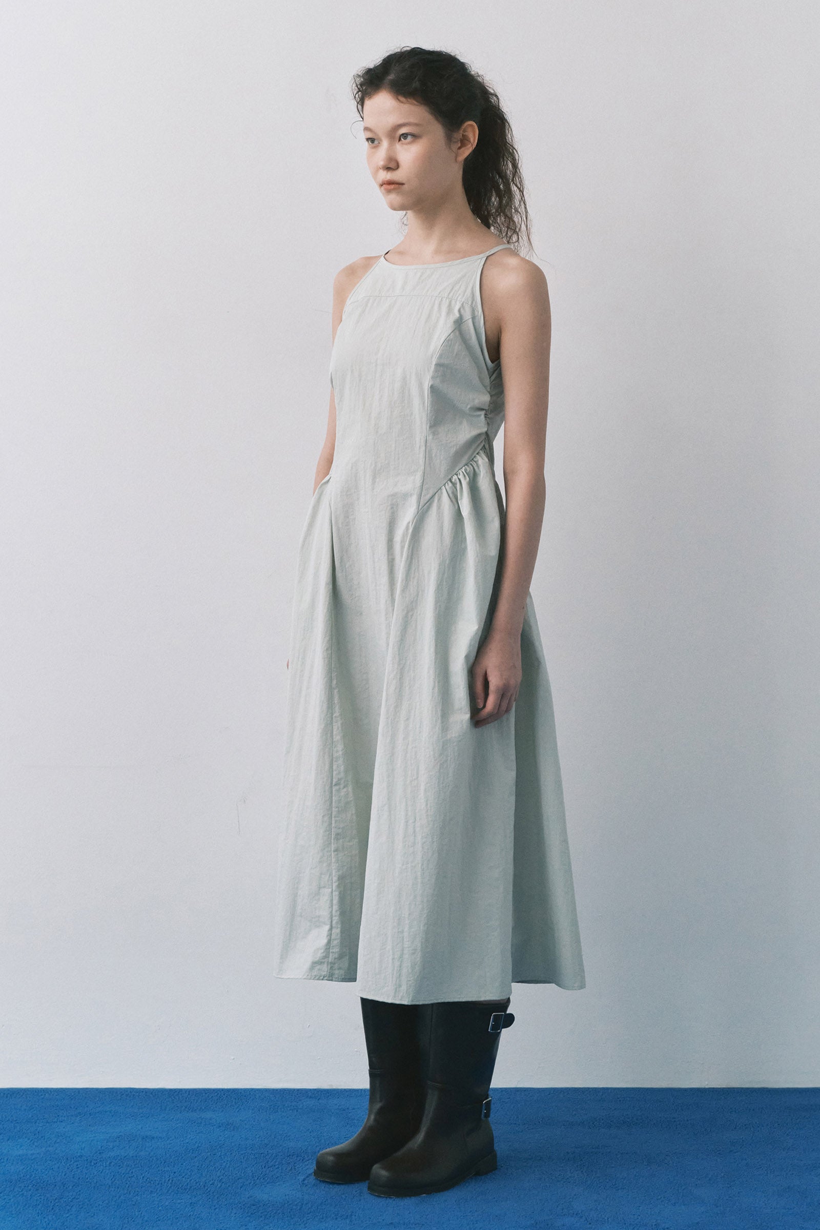 HALTERNECK MAIS PUFF SLEEVE DRESS_MINT