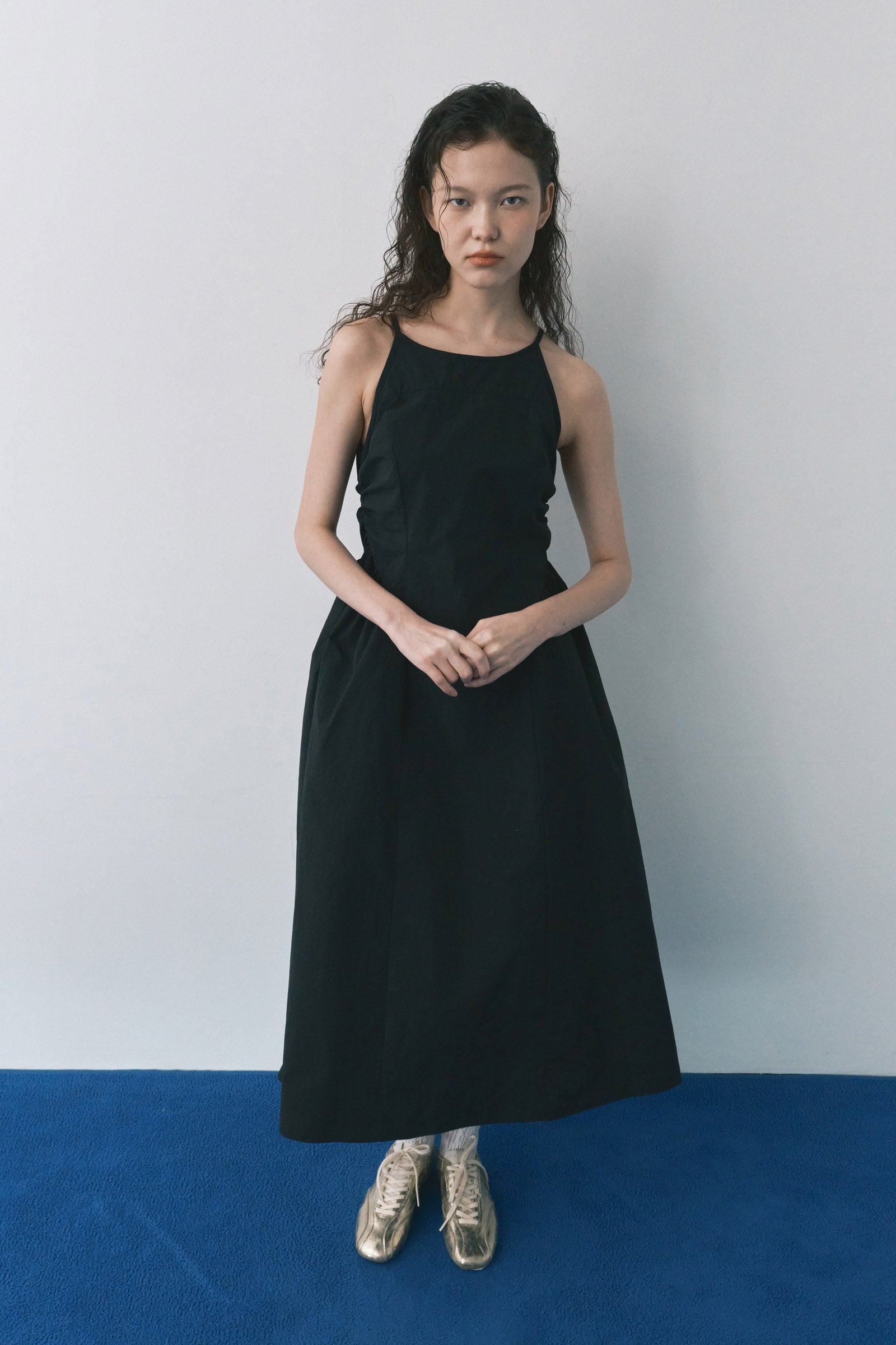 HALTERNECK MAIS PUFF SLEEVE DRESS_BLACK