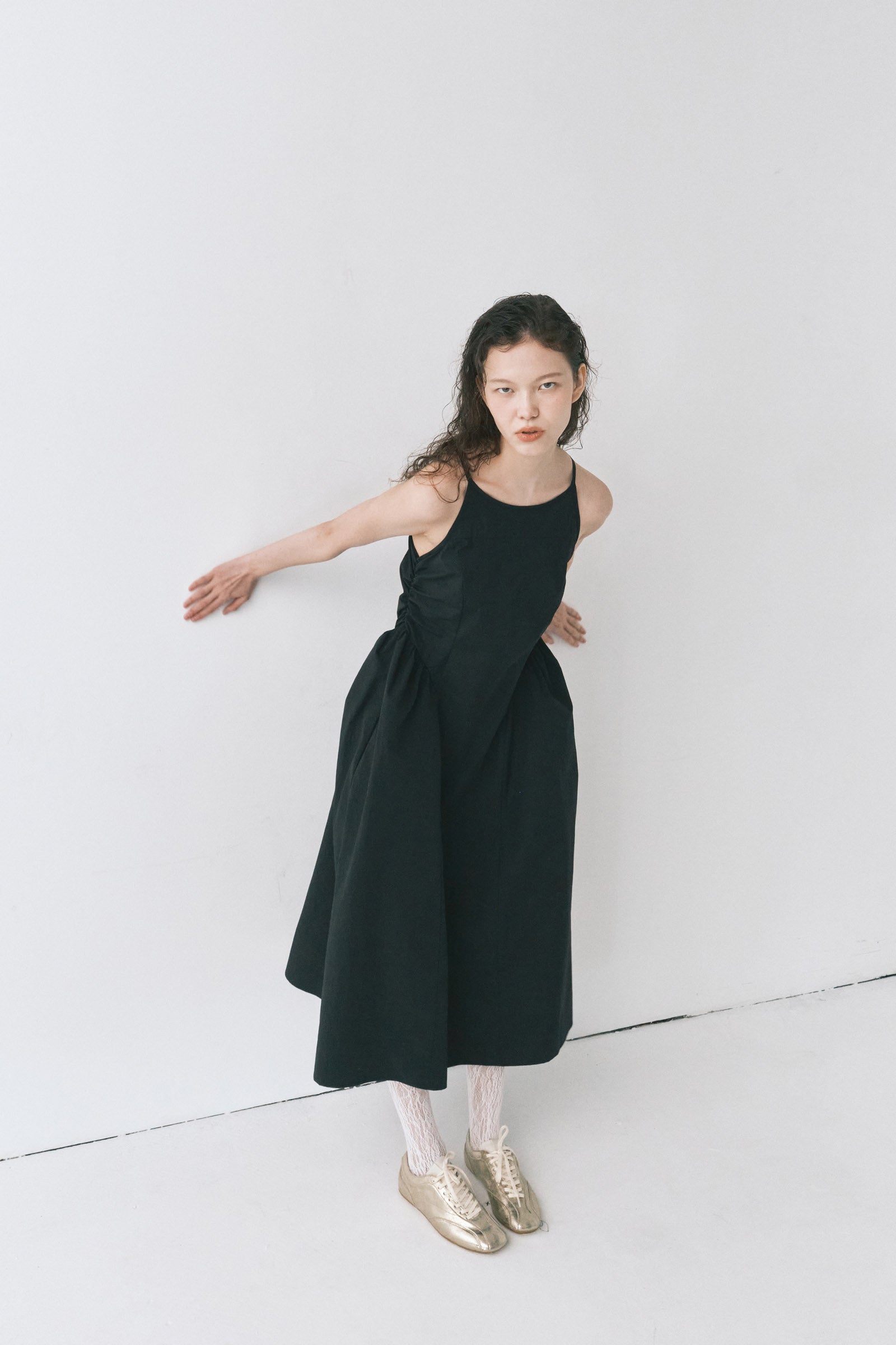 HALTERNECK MAIS PUFF SLEEVE DRESS_BLACK