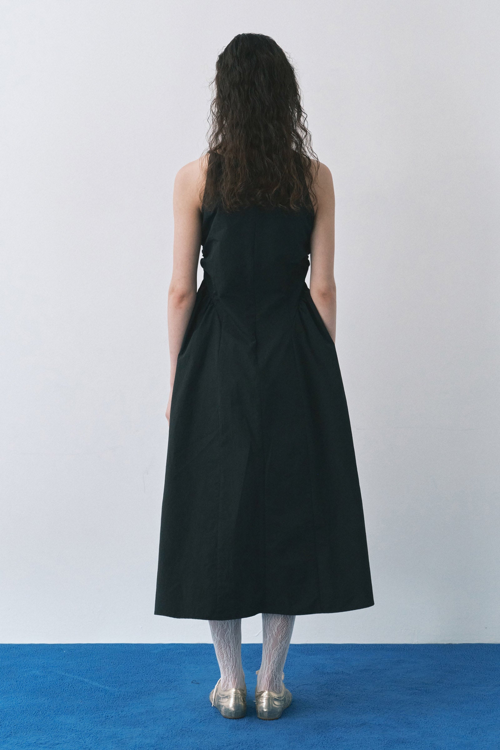 HALTERNECK MAIS PUFF SLEEVE DRESS_BLACK