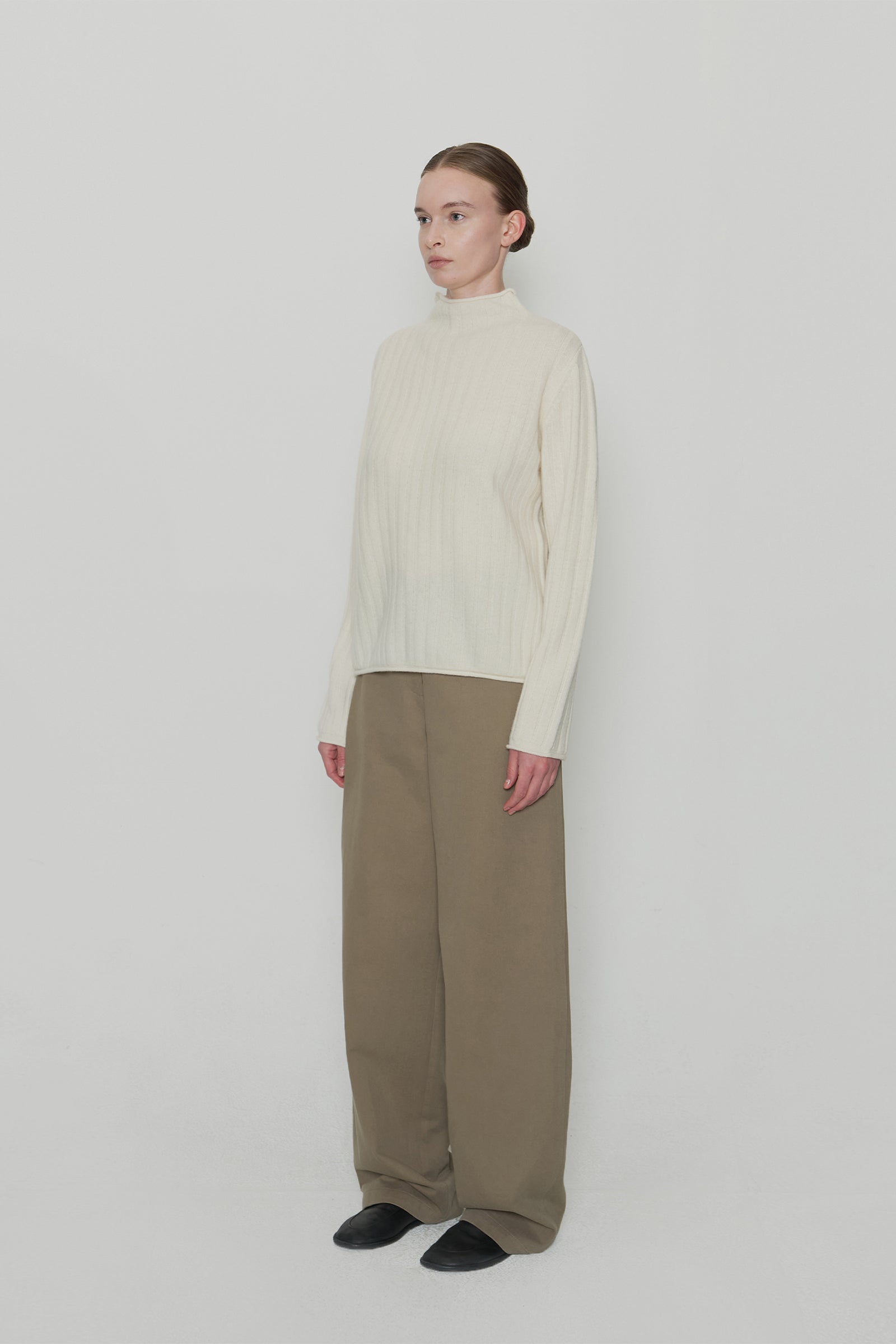 CAMO COTTON WIDE PANTS_DARK BEIGE