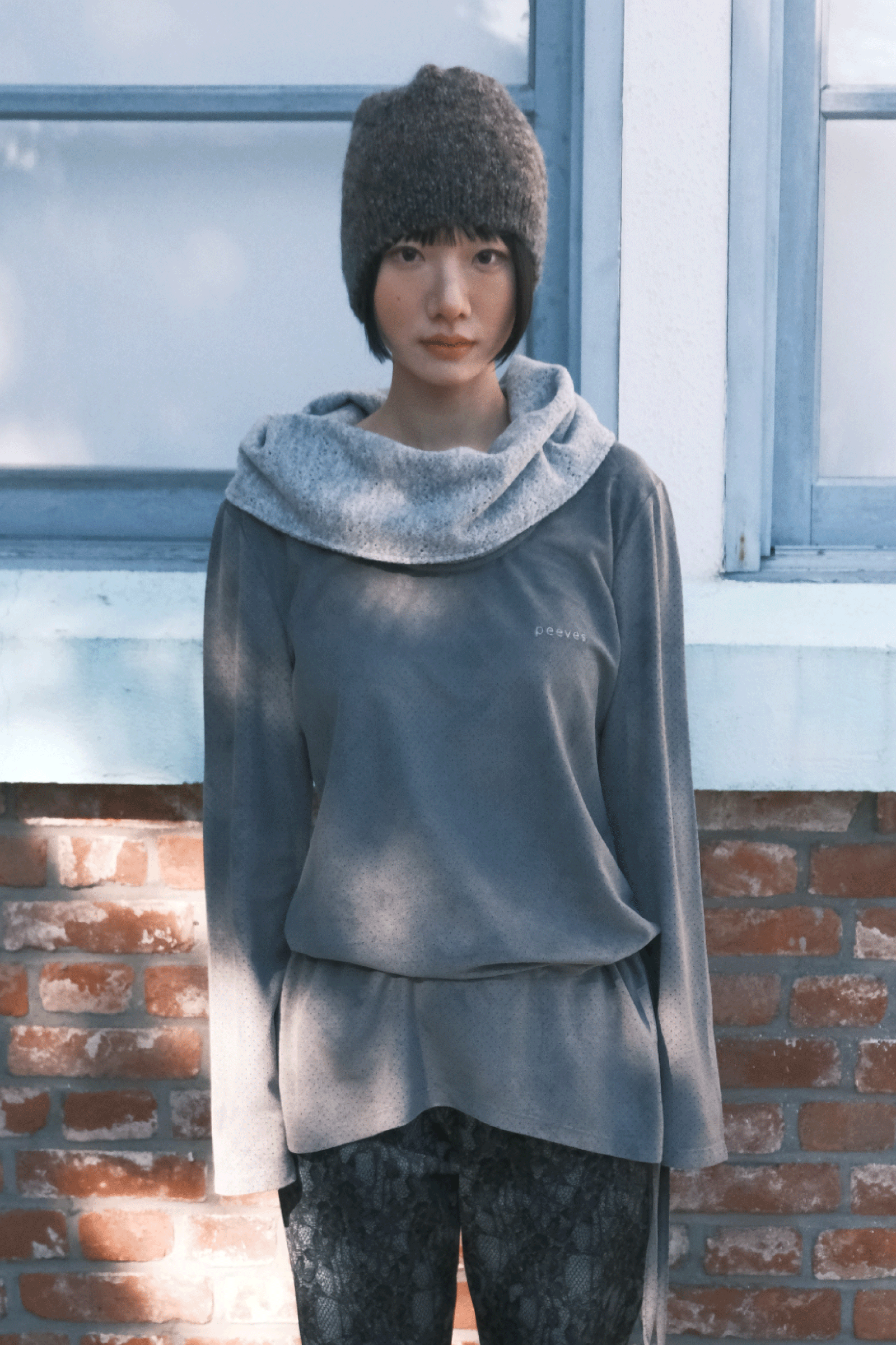 HAUT À COL DRAPÉ_GRIS FONCÉ