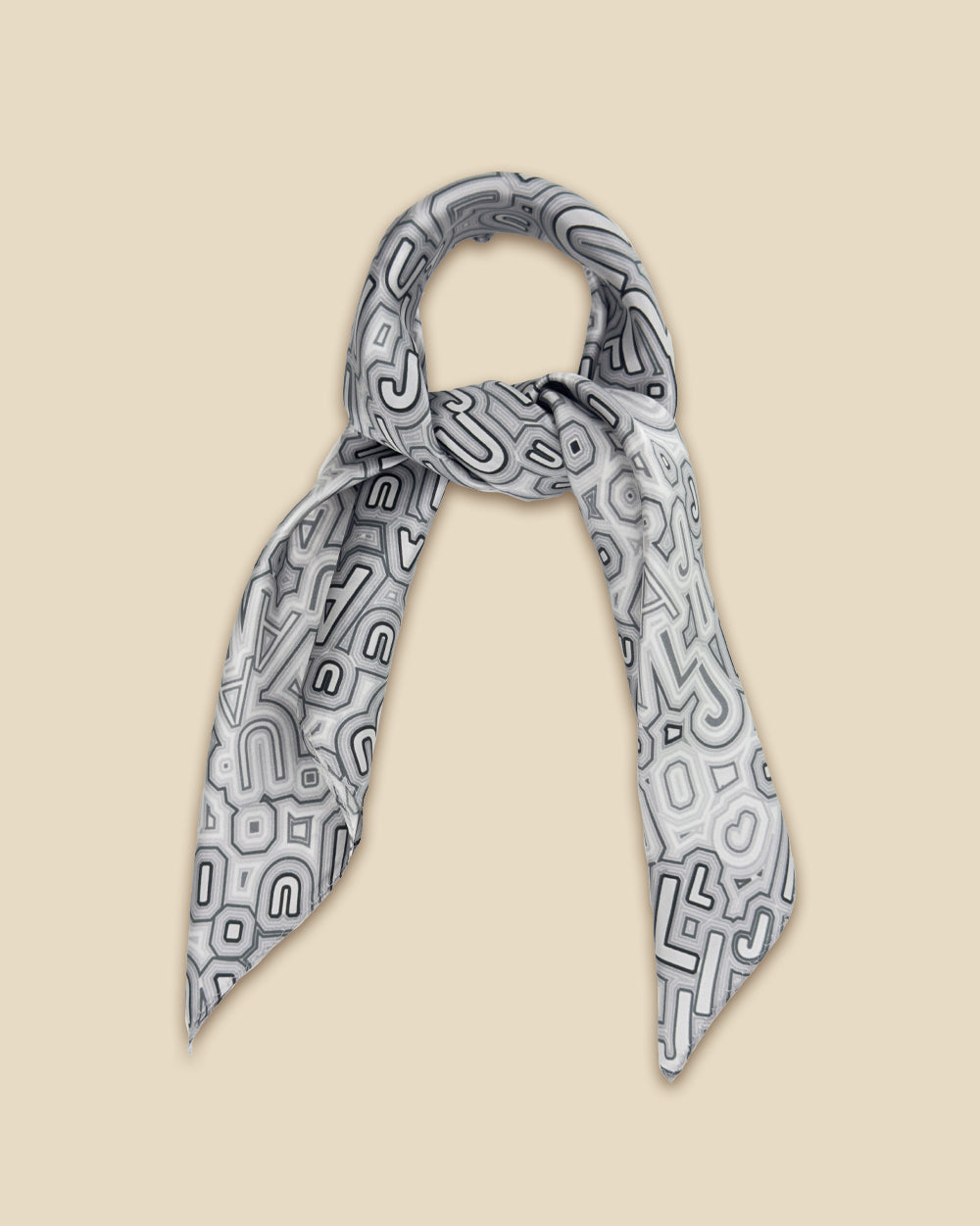 LETTER MAZE BLACK SILK SCARF_BLACK