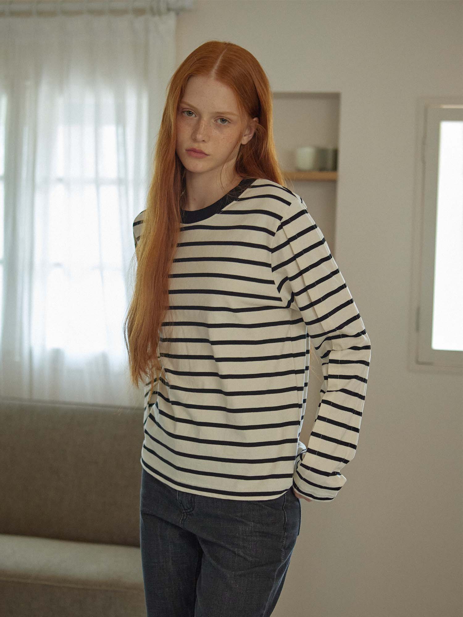 TUCKED STRIPE T-SHIRT_NOIR