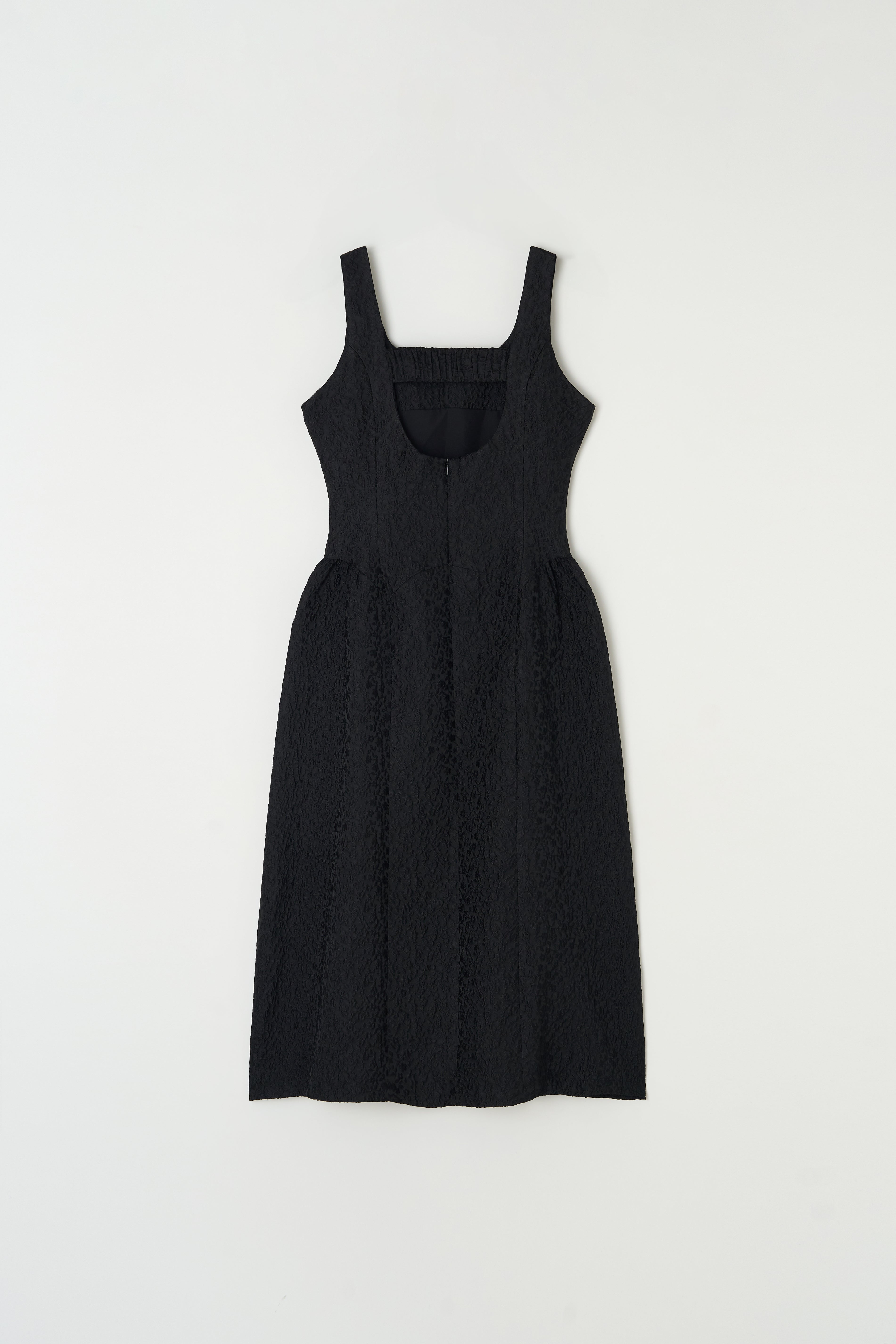 BACK BANDING JACQUARD DRESS_BLACK