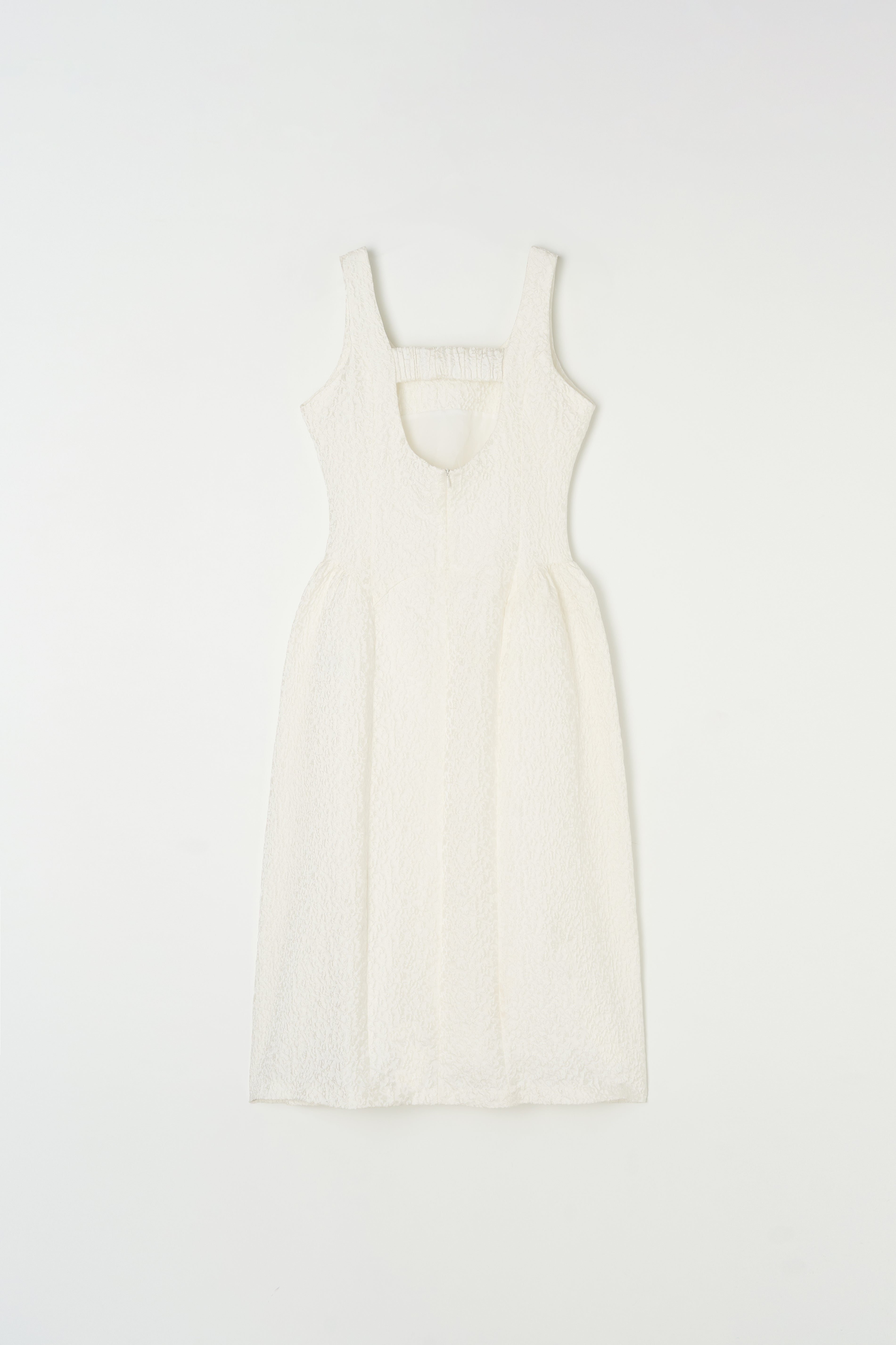 BACK BANDING JACQUARD DRESS_IVORY