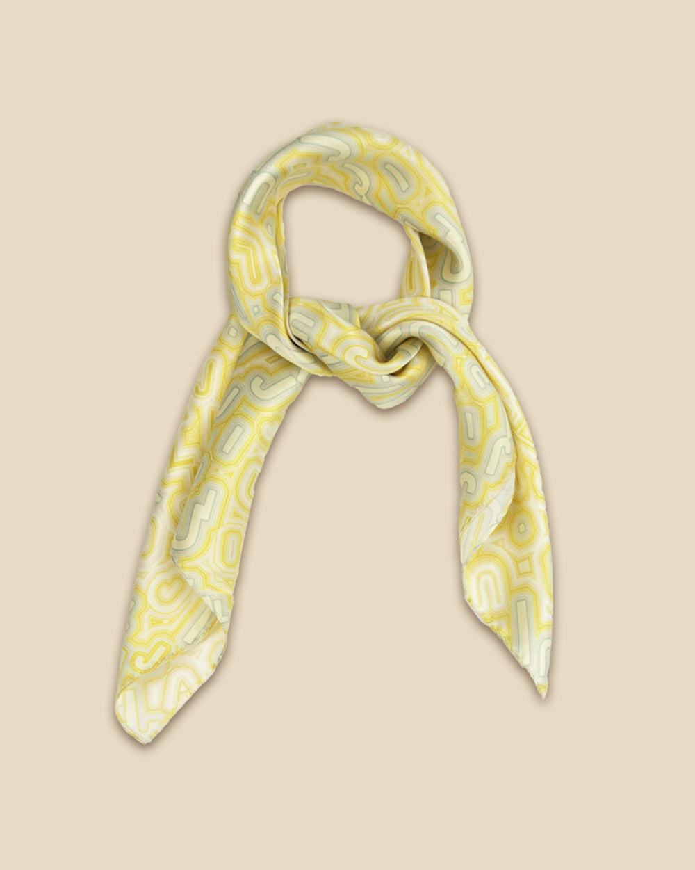 LETTER MAZE YELLOW SILK SCARF_YELLOW