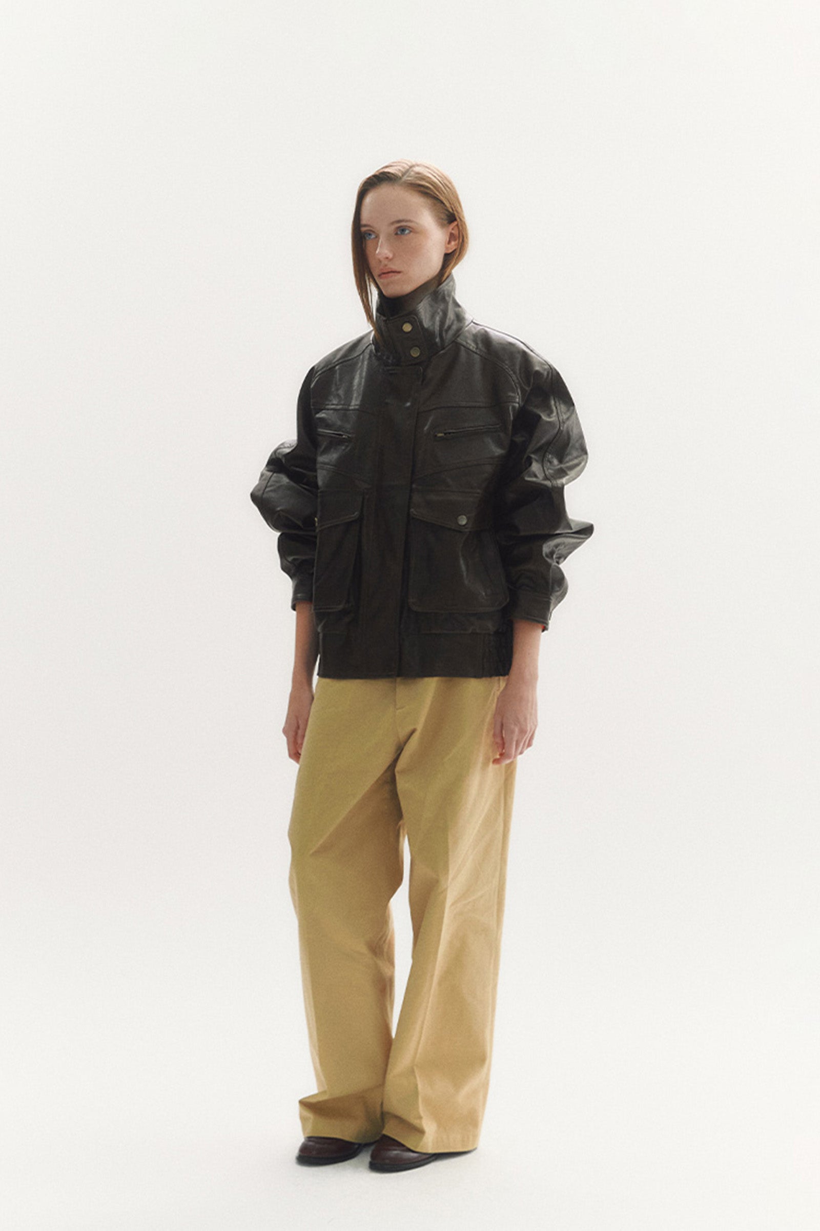 UTILITY LEATHER JACKET_BROWN