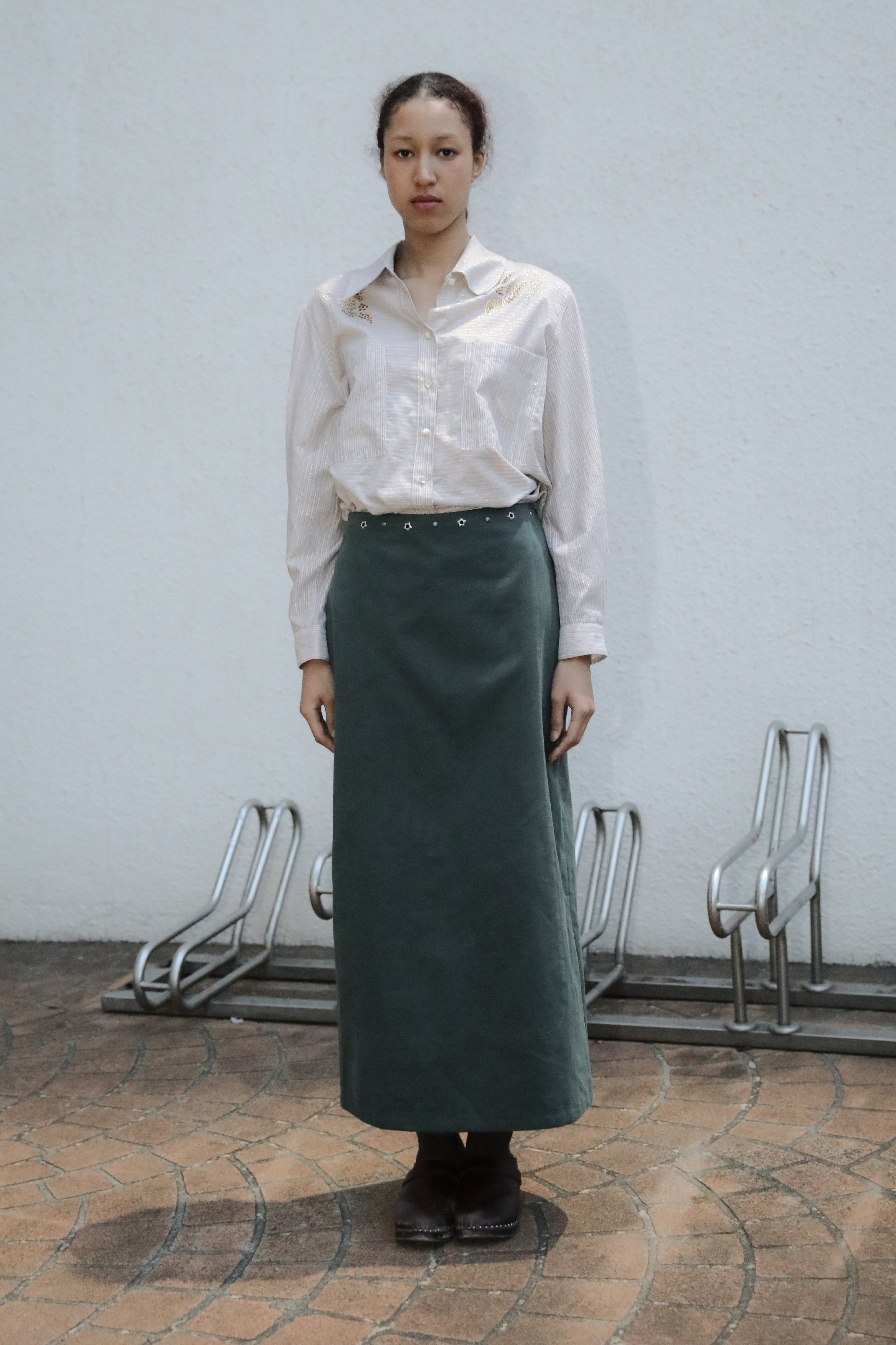 STAR STUD CYLINDER LONG SKIRT_PINE