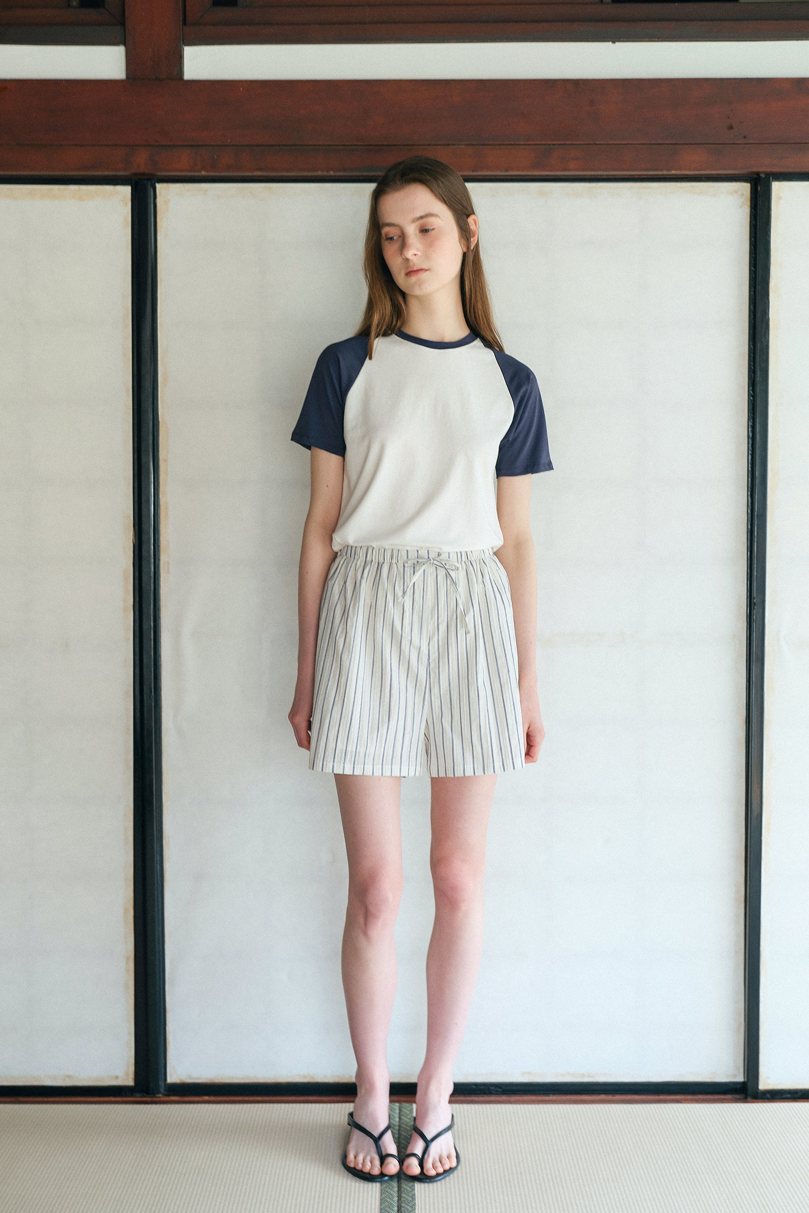 PONS STRIP SHORTS_BLEU MARINE RAYÉ
