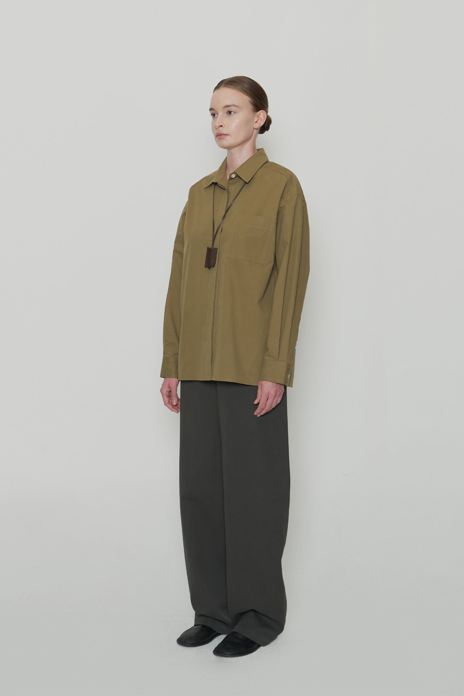 CAMO COTTON WIDE PANTS_CHARCOAL