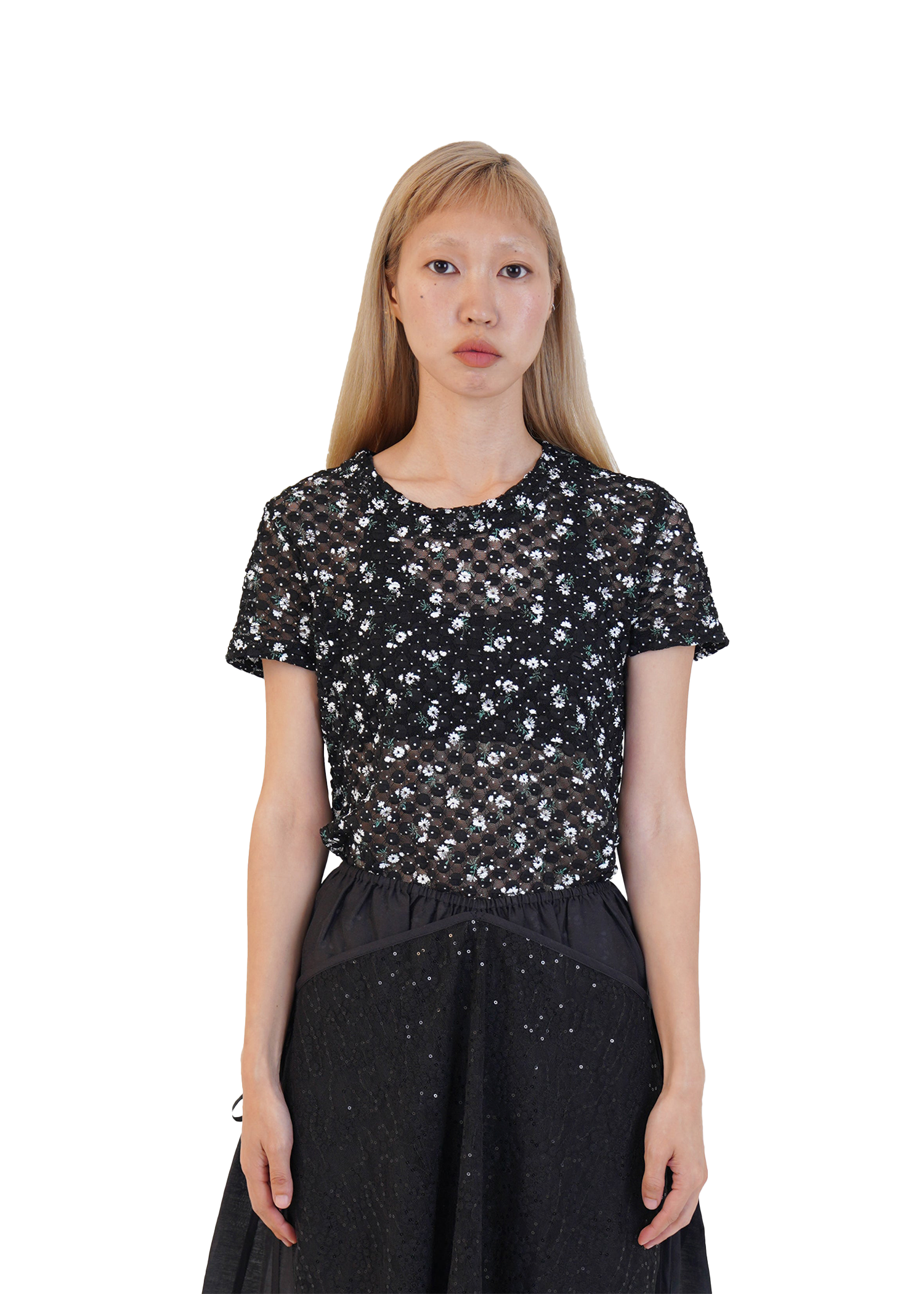 AKOL, T-SHIRT BUBBLE FLOWER_NOIR