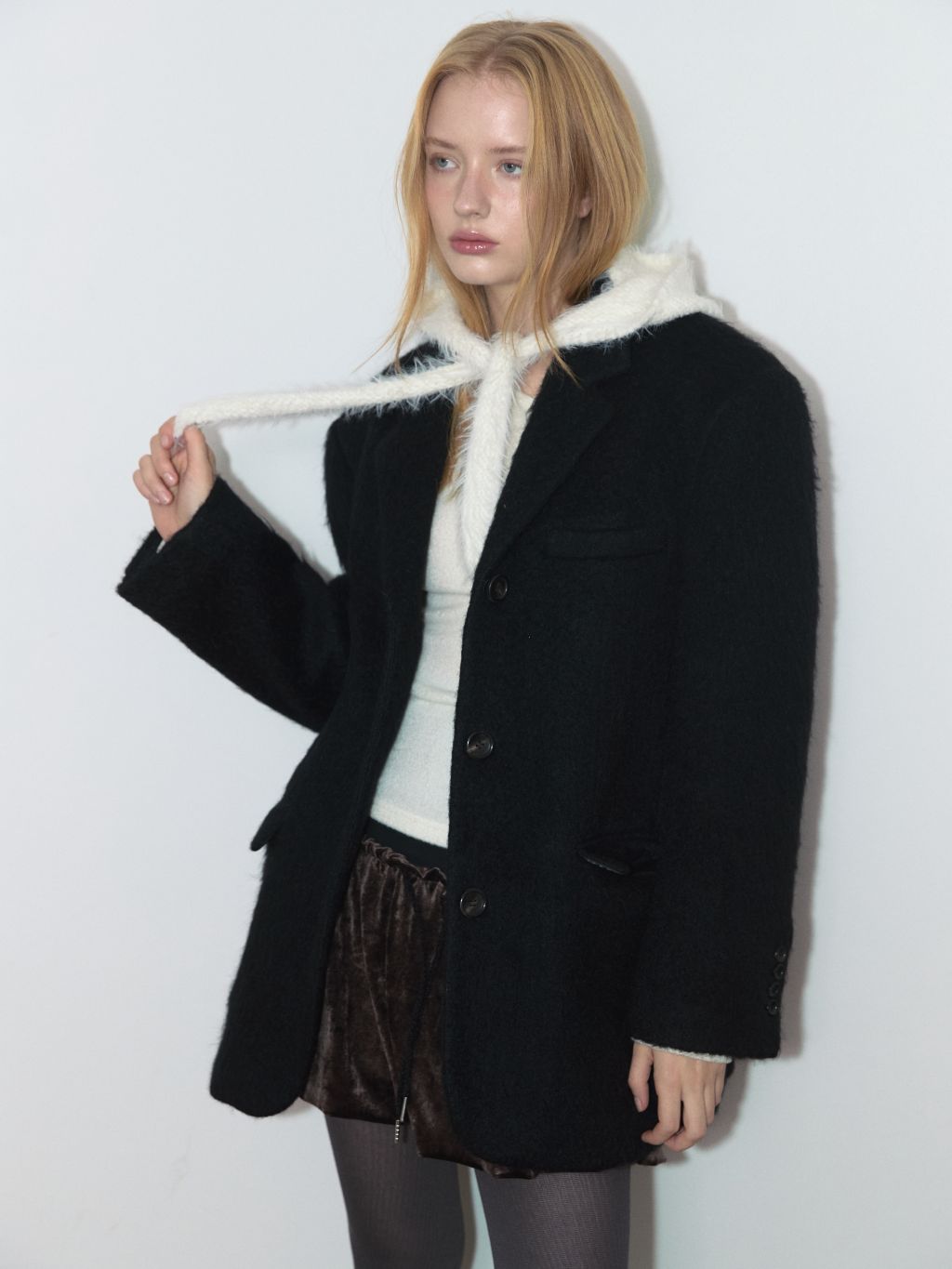 MOHAIR WOOL JACKET_BLACK