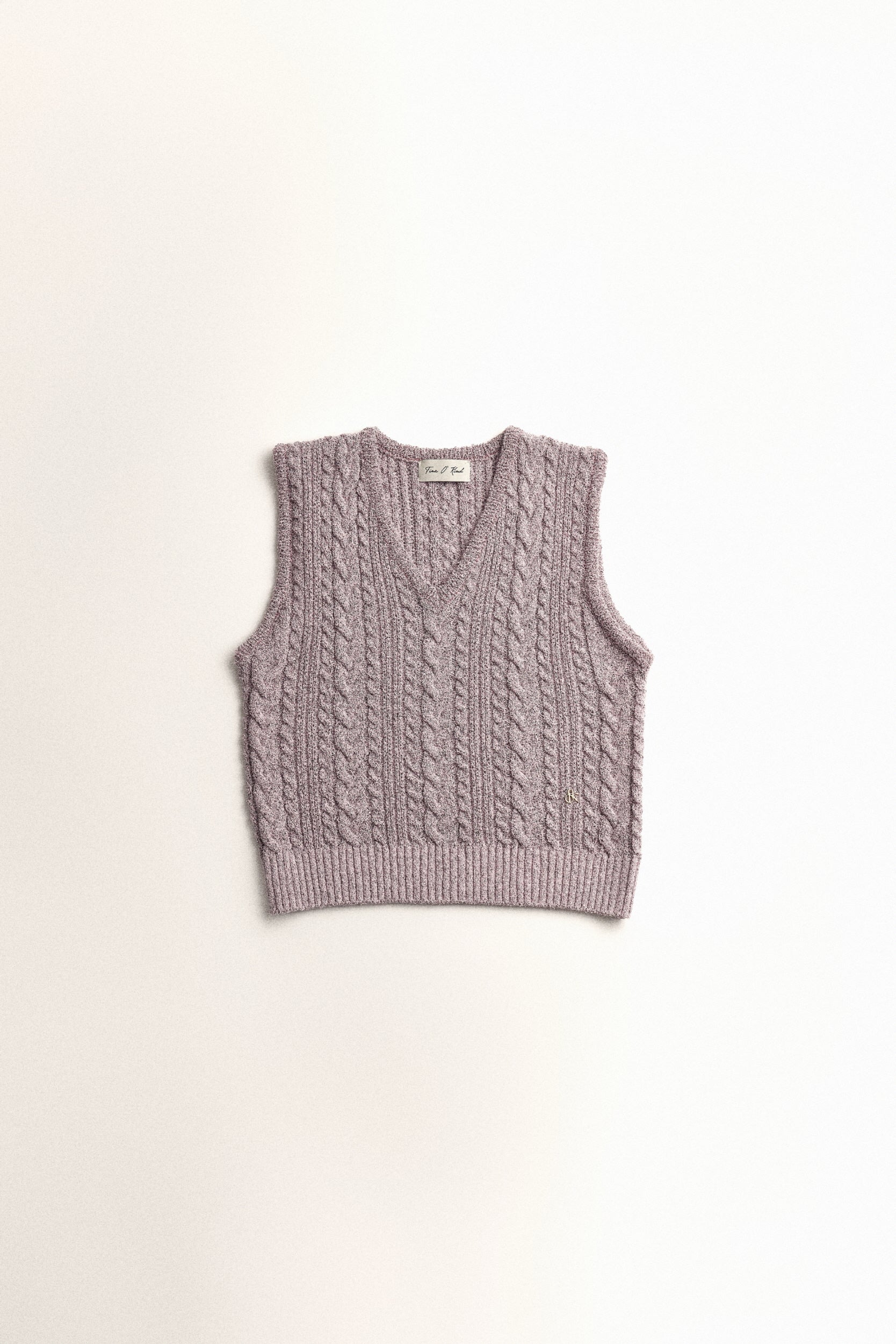 CABLE KNIT VEST_PINK