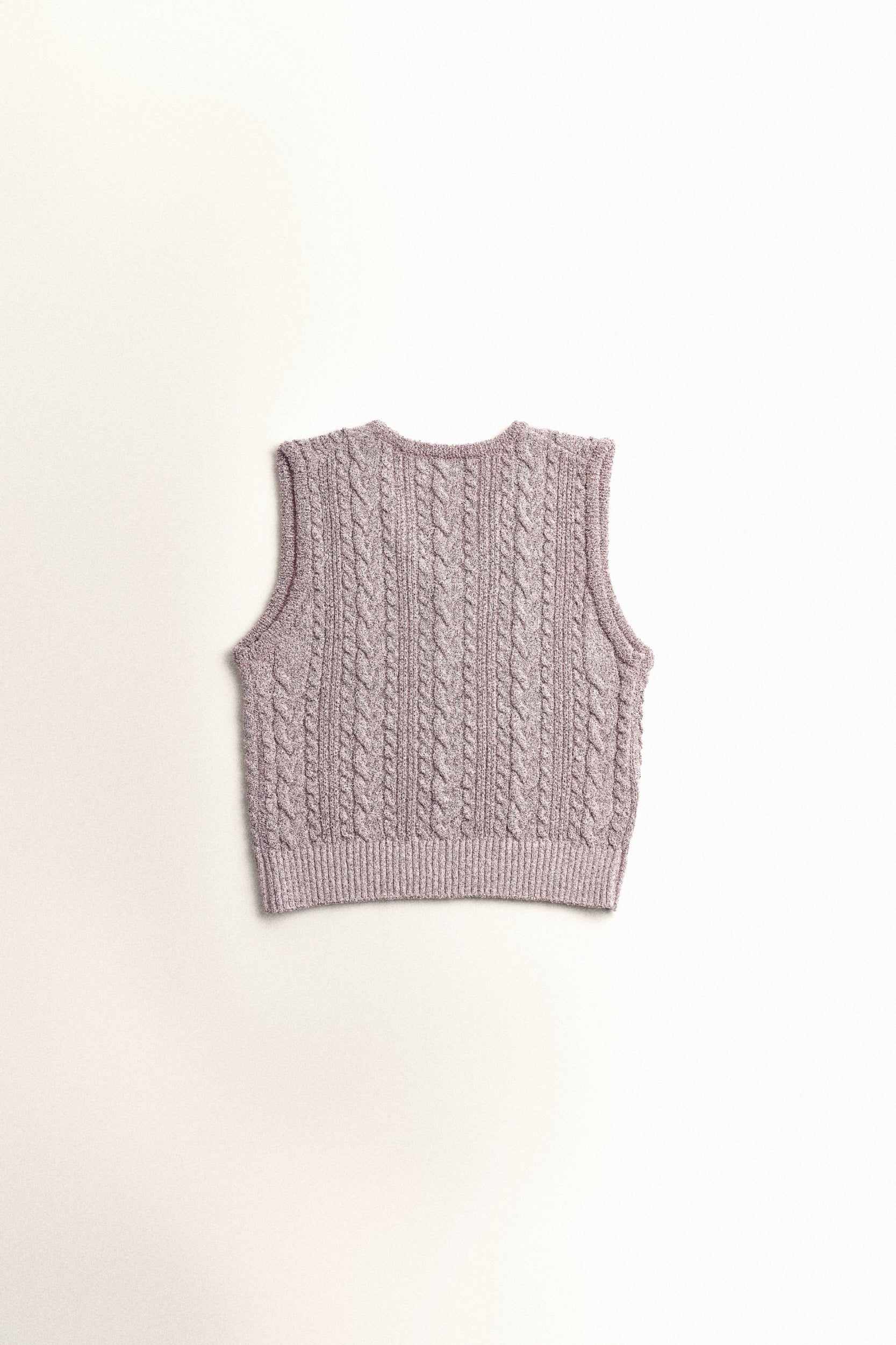 CABLE KNIT VEST_PINK