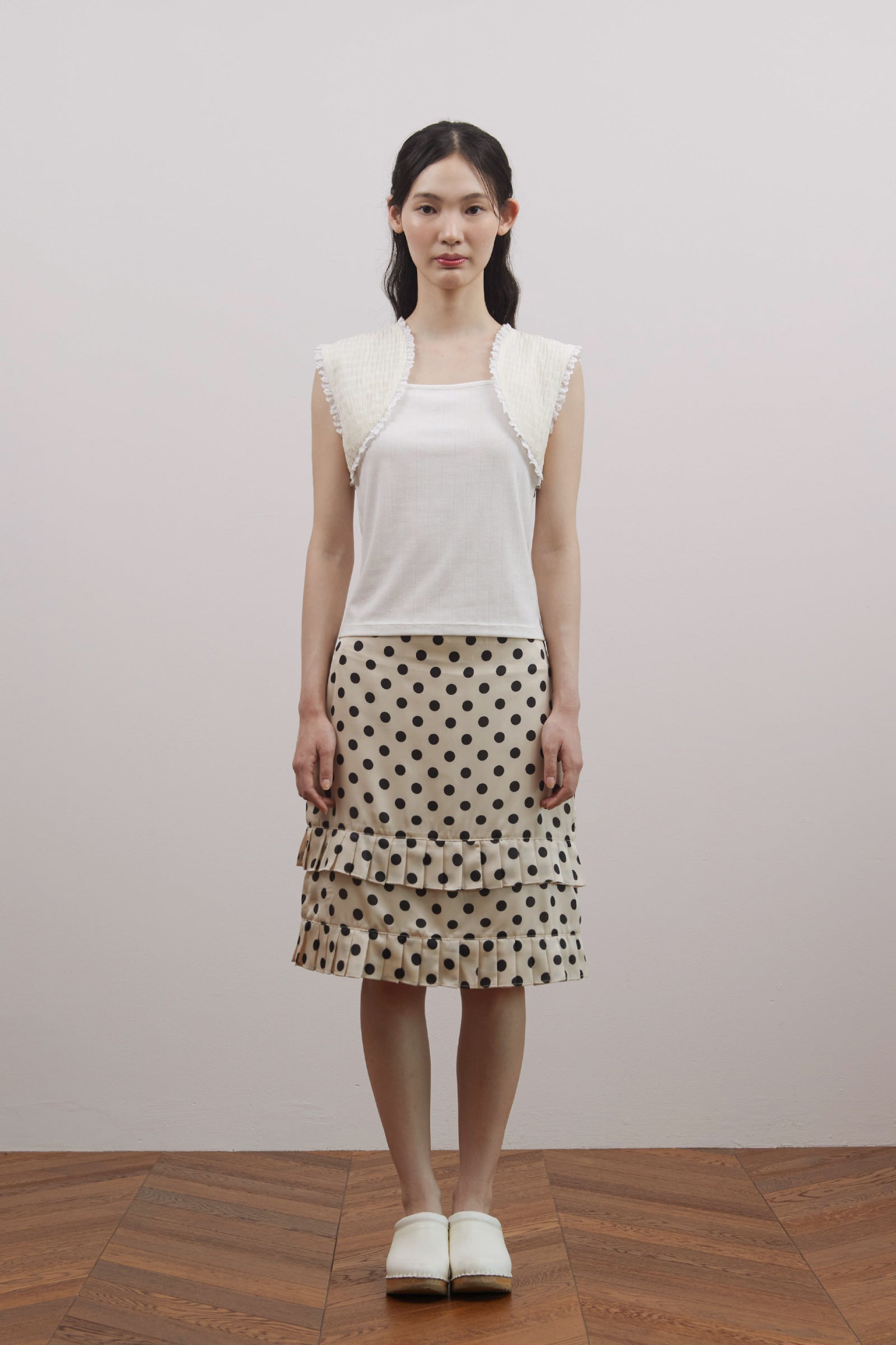 DOT PLEASTS SKIRT_BEIGE