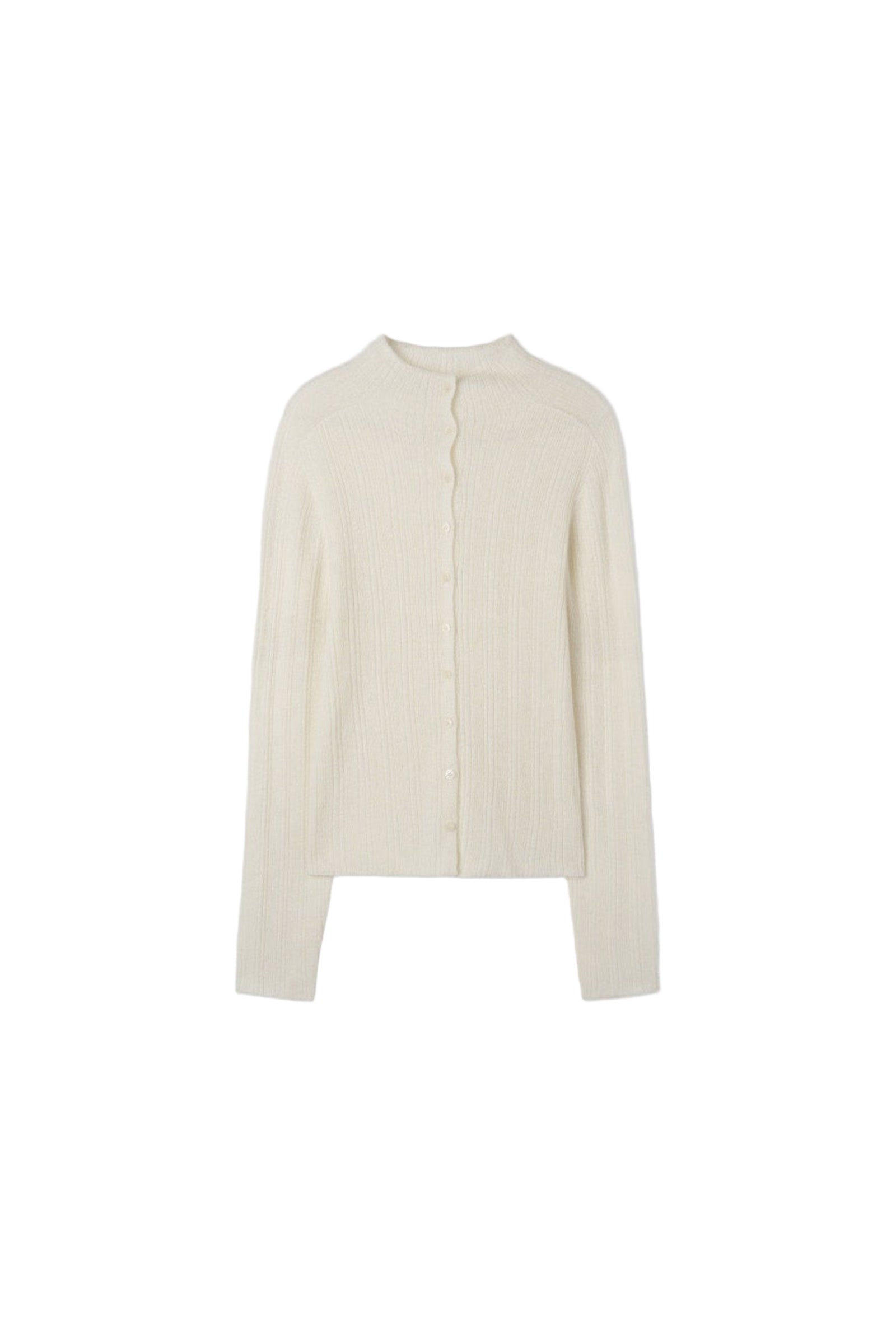 PLEATED BUTTON CARDIGAN_IVORY