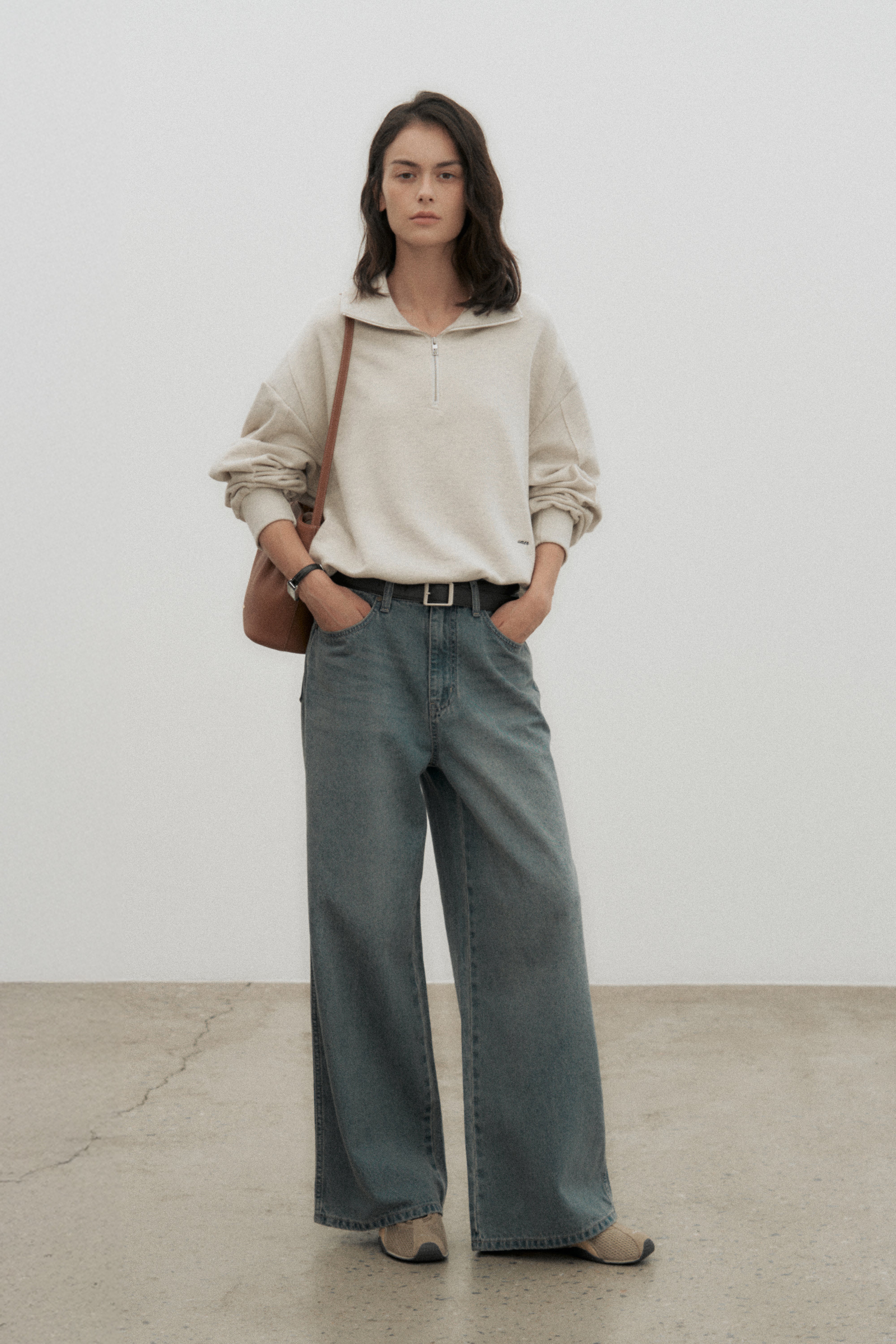 SIENE HALF ZIP-UP_MUTE CREAM